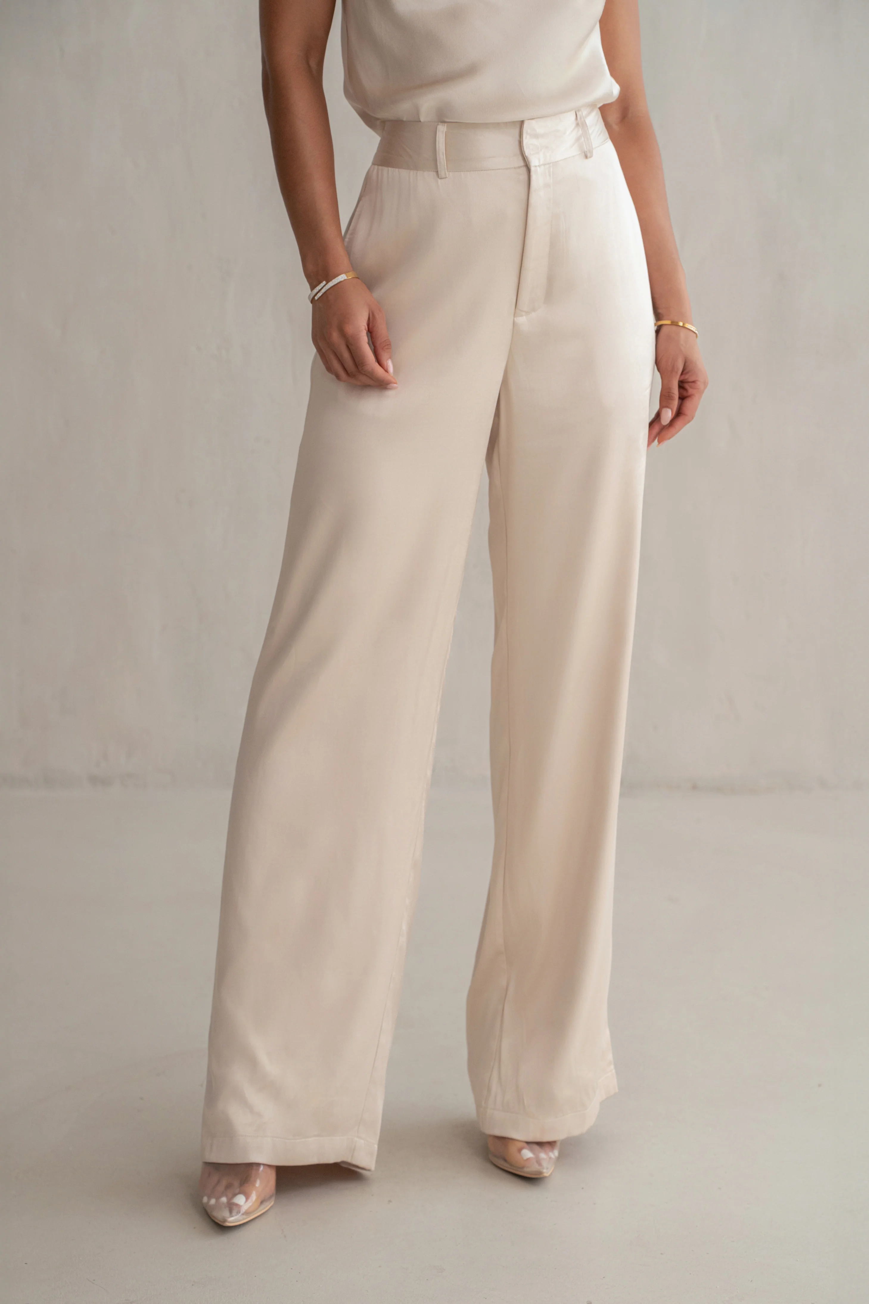 Champagne Ever After Satin Trousers
