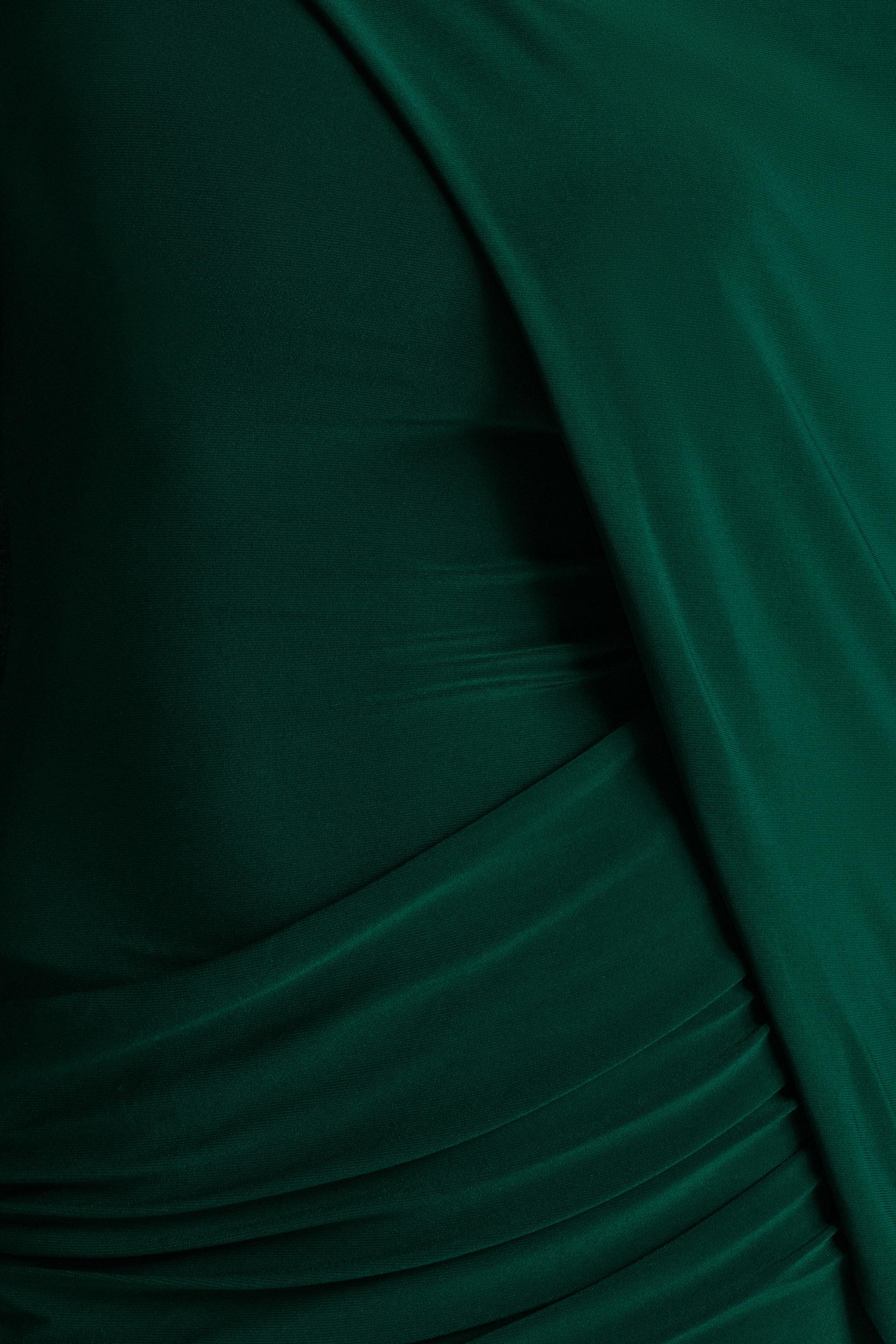 Maeve | Bottle Green Cape-Sleeve Draped Maxi Dress