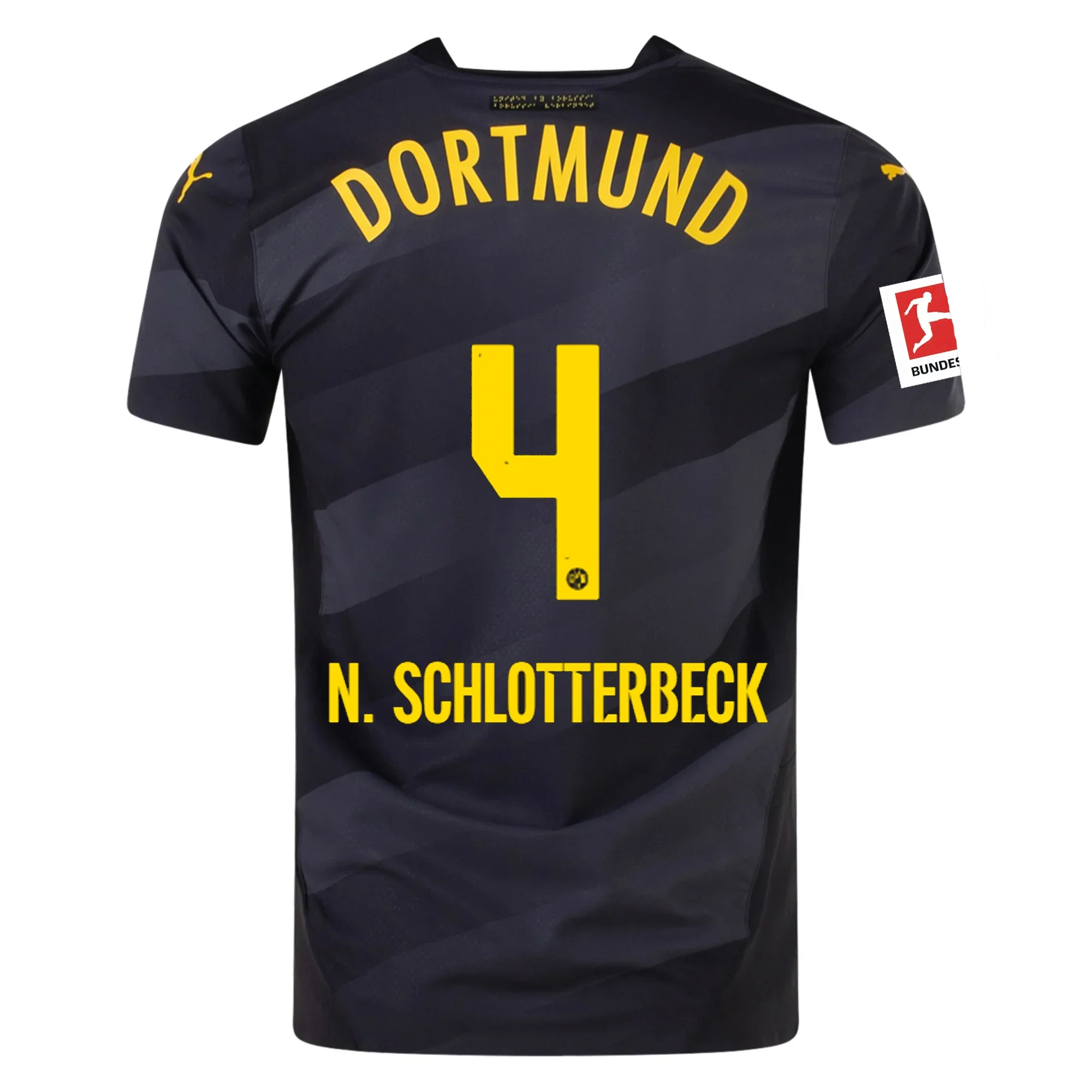 Borussia Dortmund Authentic Nico Schlotterbeck Away Jersey w/ Bundesliga Patch 24/25 ( Black/Faster Yellow)