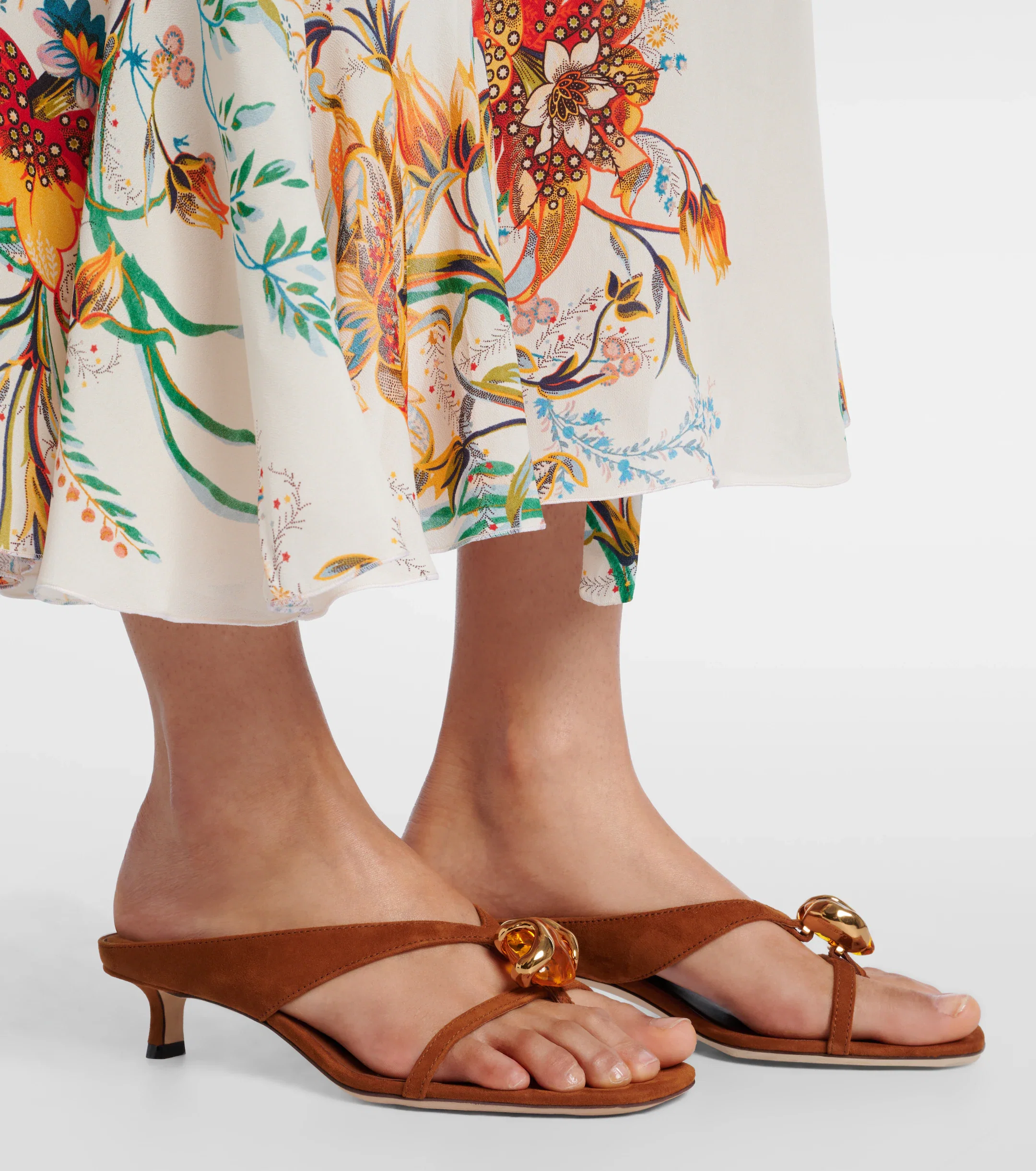 Jimmy Choo Emeri Stone Suede Thong Sandals In Brown
