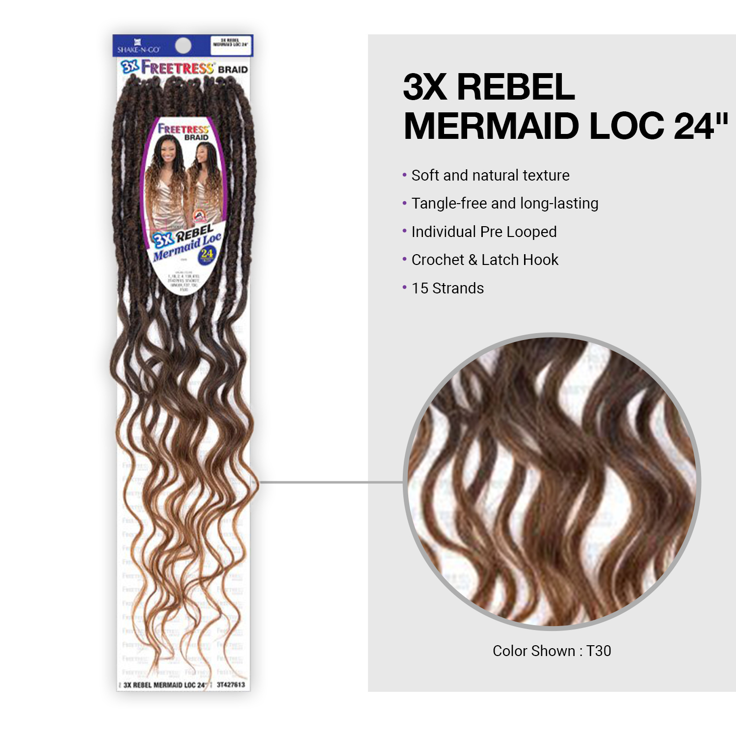 FreeTress Crochet Braids 3X Rebel Mermaid Loc 24