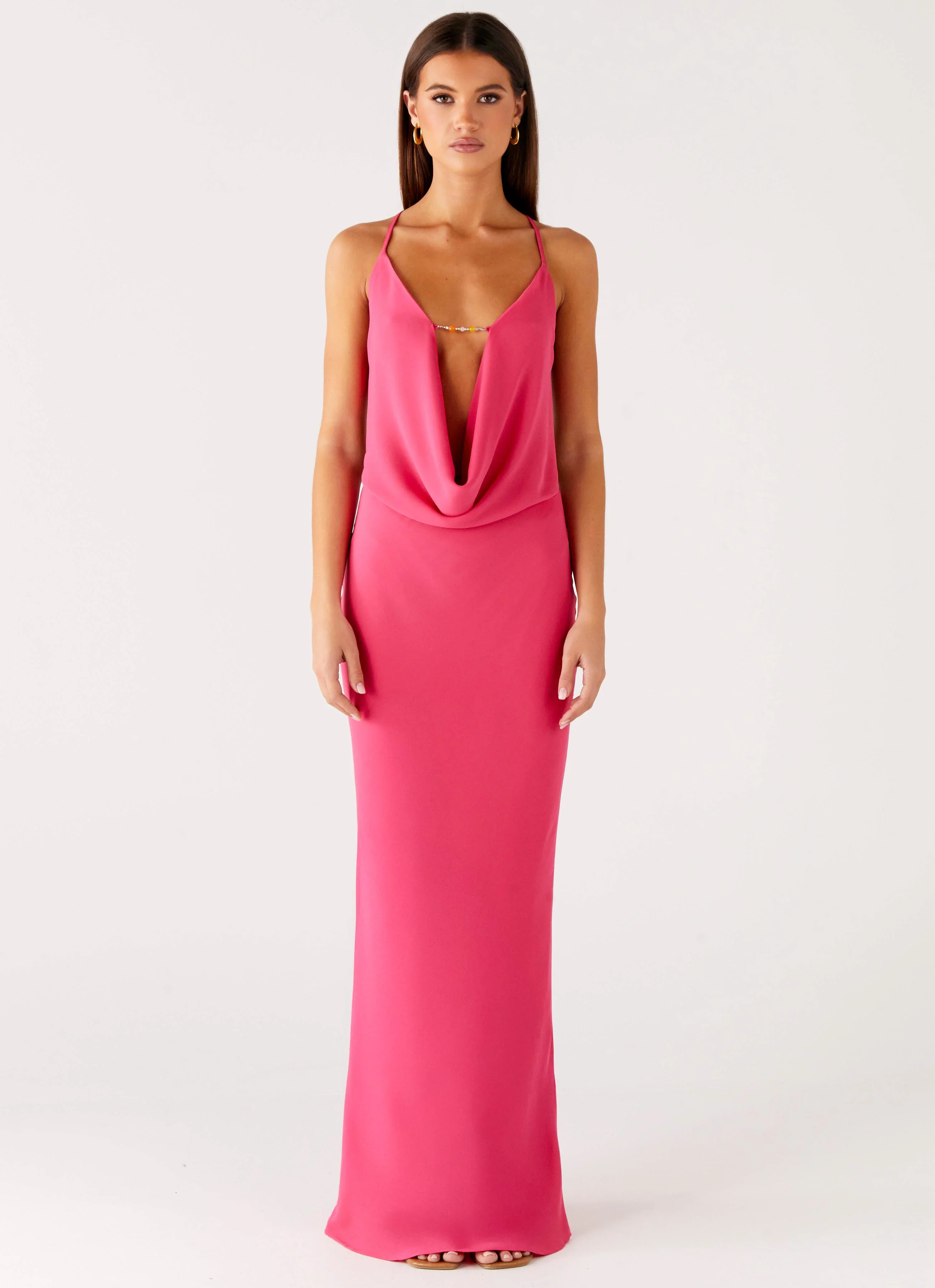 Pure Heart Cowl Maxi Dress - Fuchsia