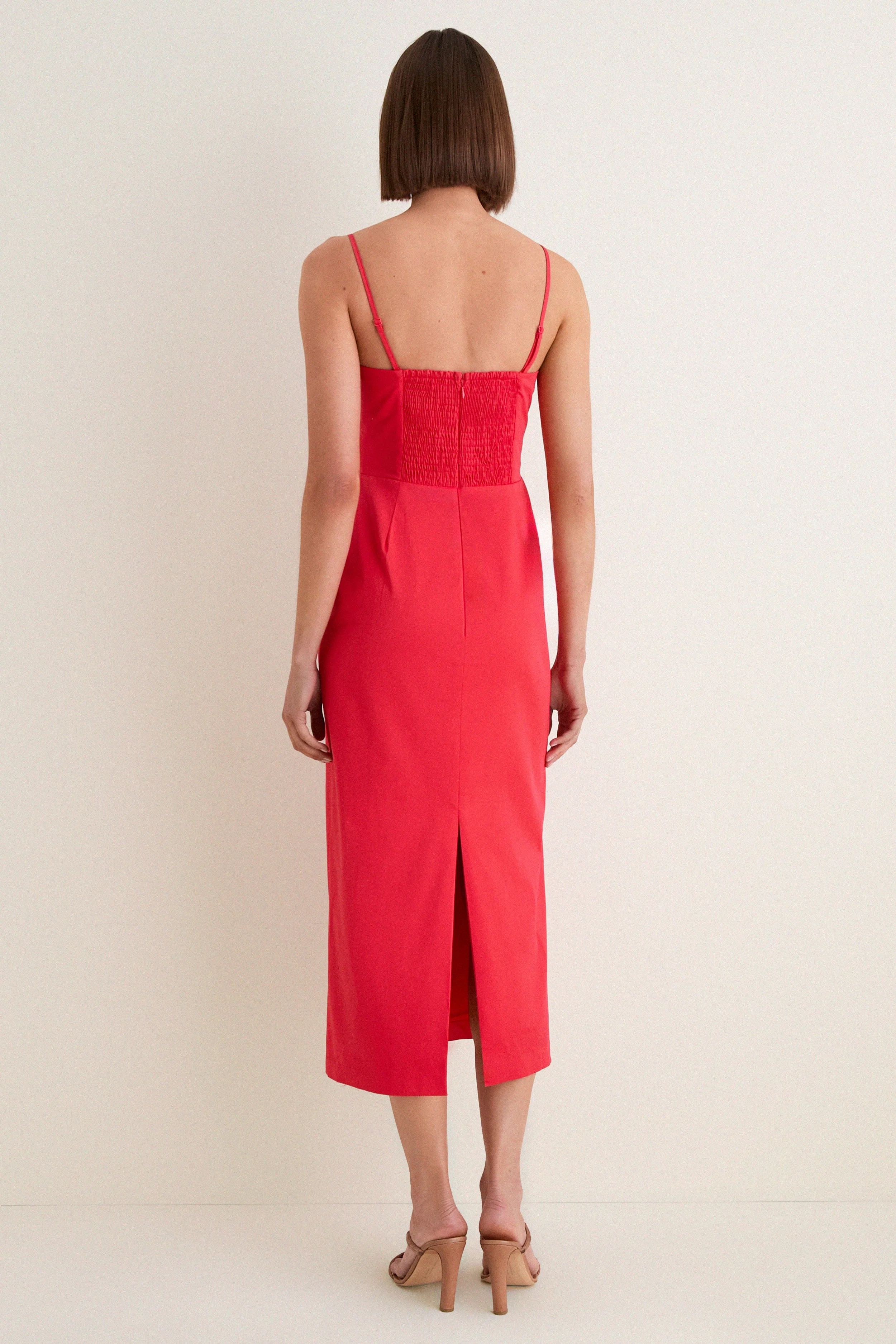 Red Asymmetric Bow Faye Maxi Dress