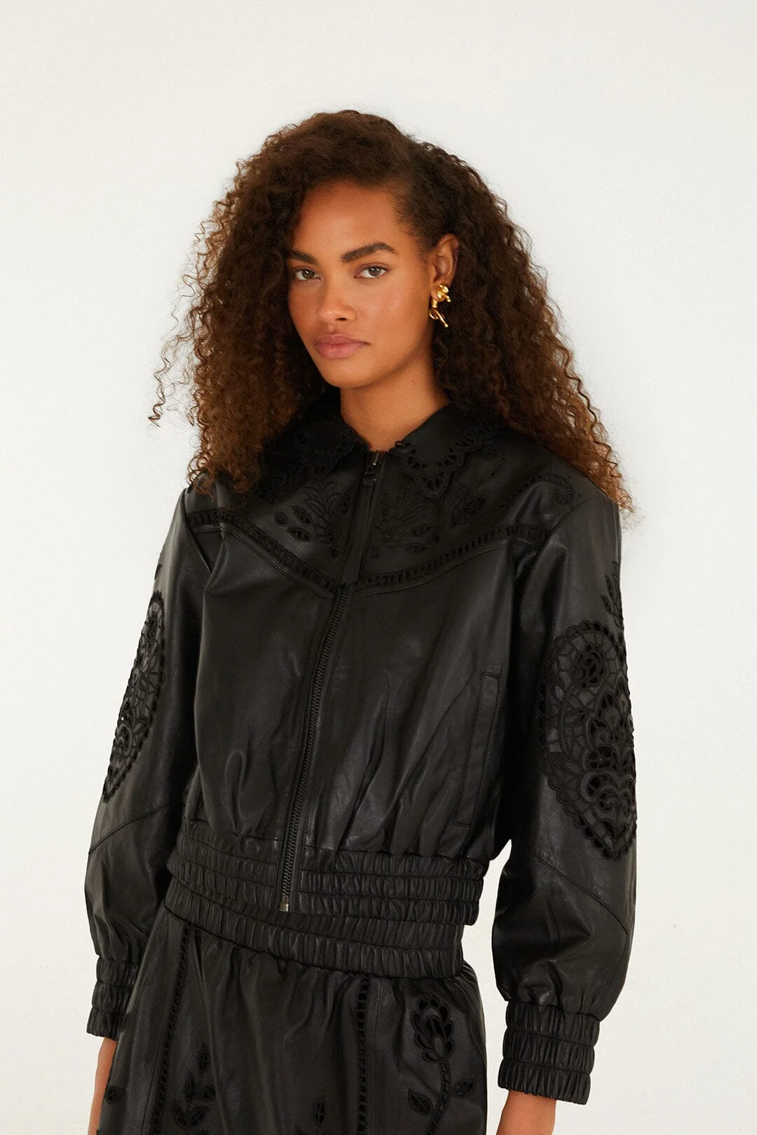 Black Richelieu Heart Leather Jacket