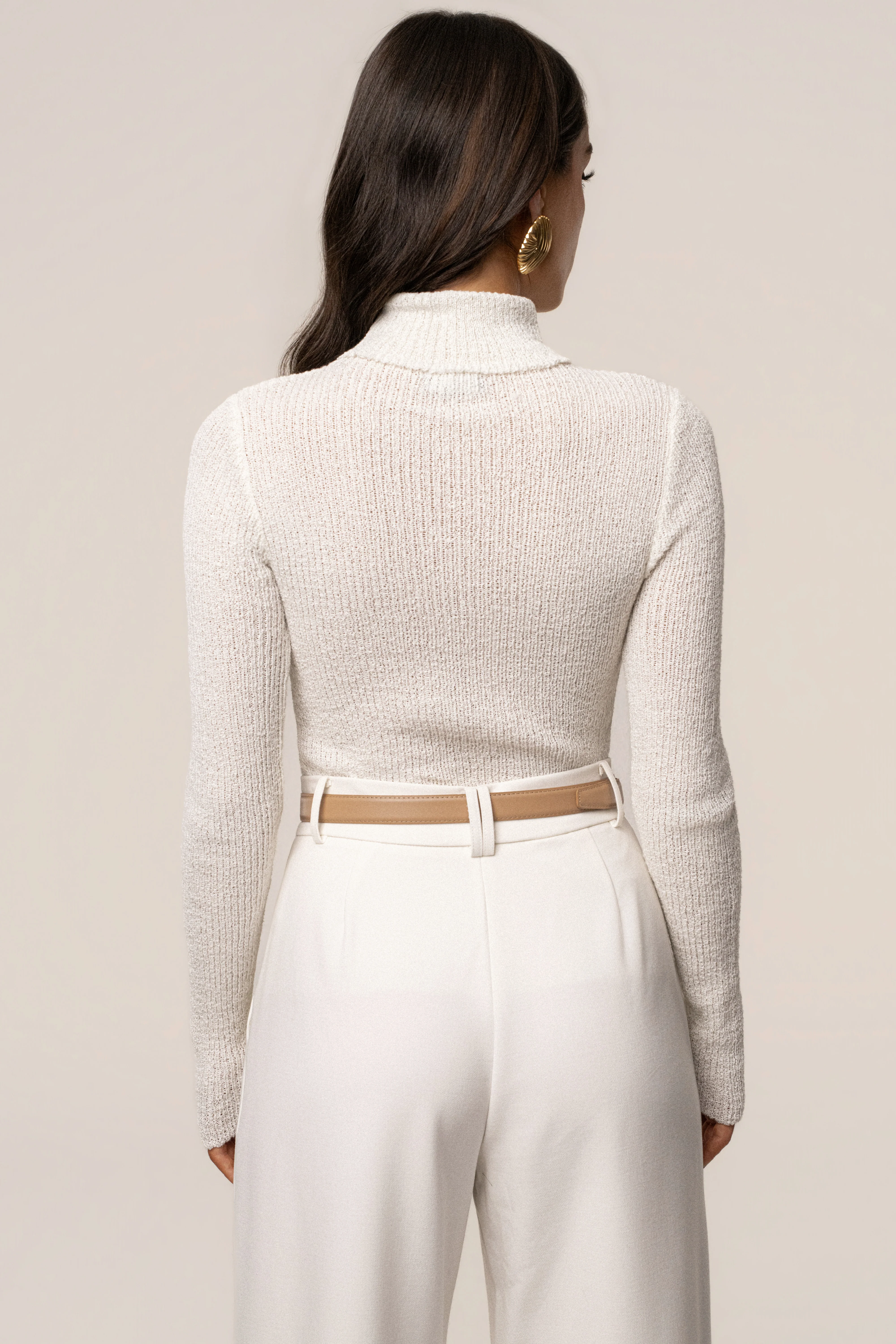 White Carli Turtle Neck Top