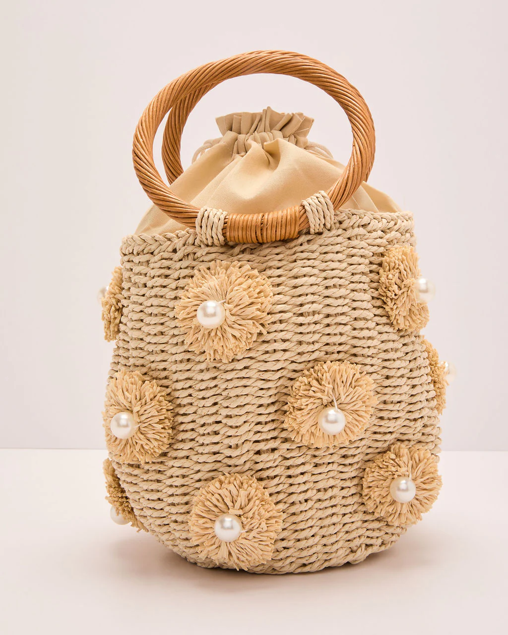 Davena Woven Crochet Top Handle Bag