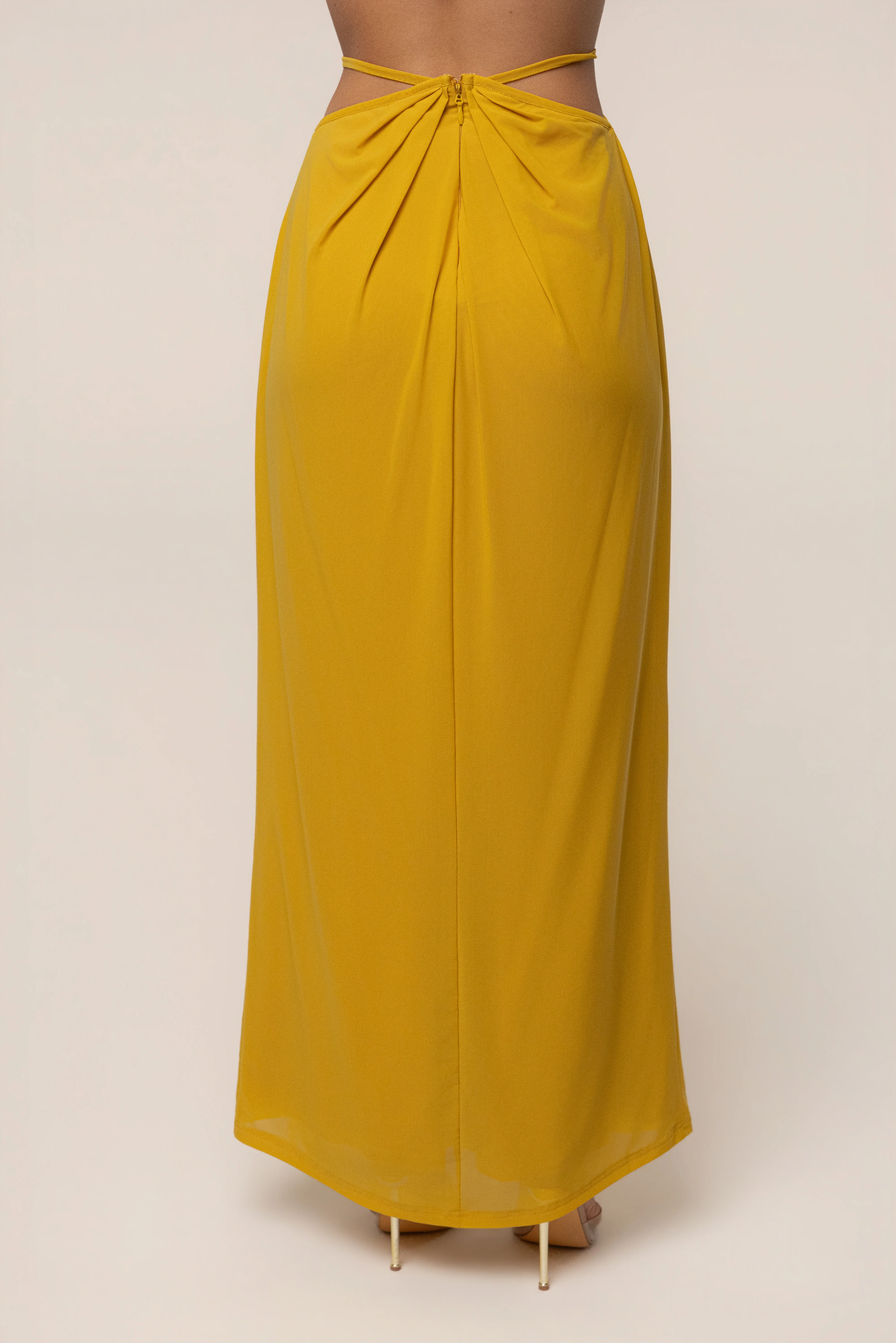 Mustard Hera Draped Maxi Skirt