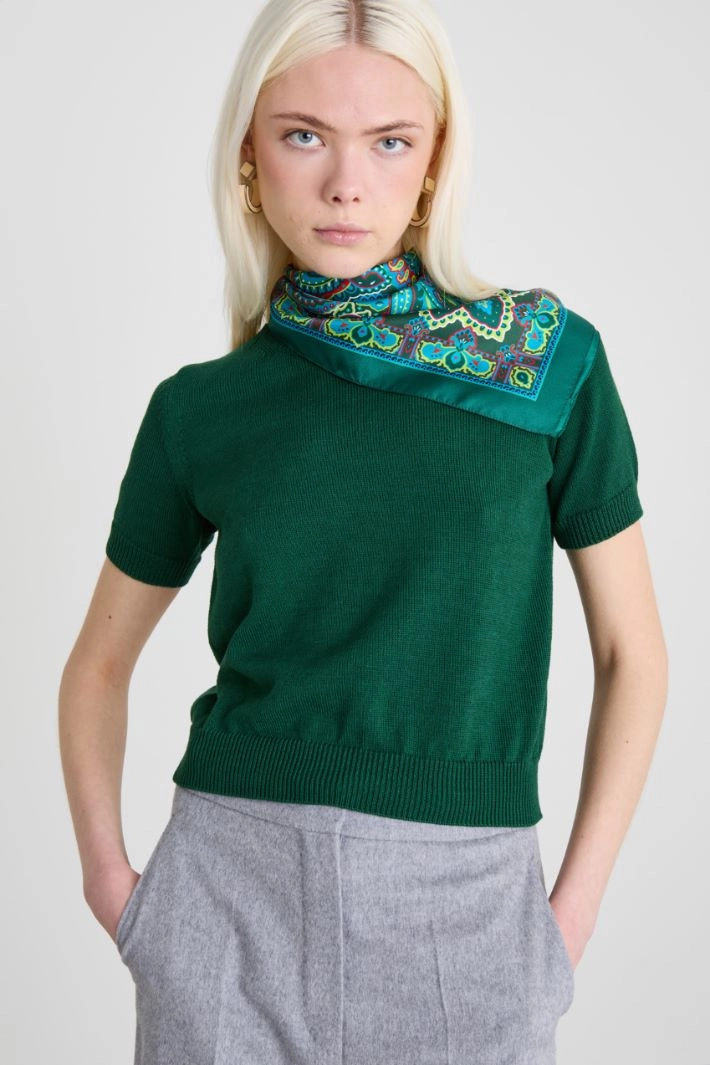 Silk twill scarf - GREEN