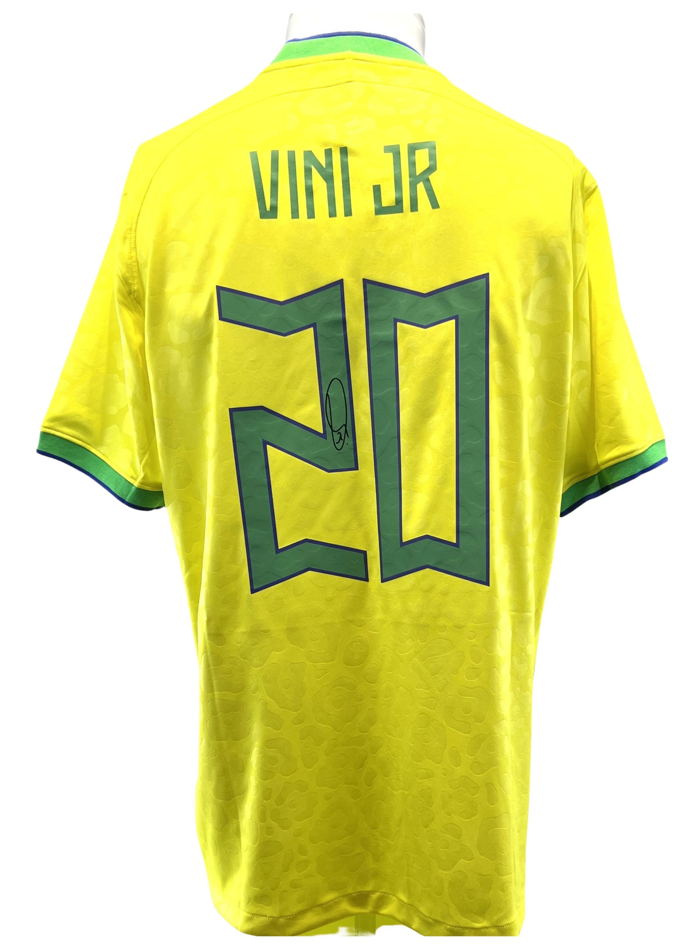 Vinícius Júnior #20 Autographed Nike Brazil 2022 Home Soccer Jersey