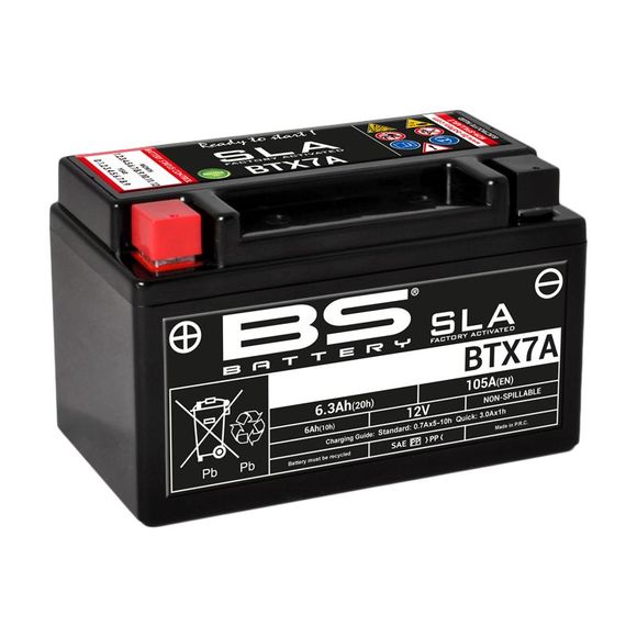 Batterie BS Battery SLA YTX7A-BS ferme Type Acide Sans entretien/prête à l'emploiRef : 321061 / 1080665