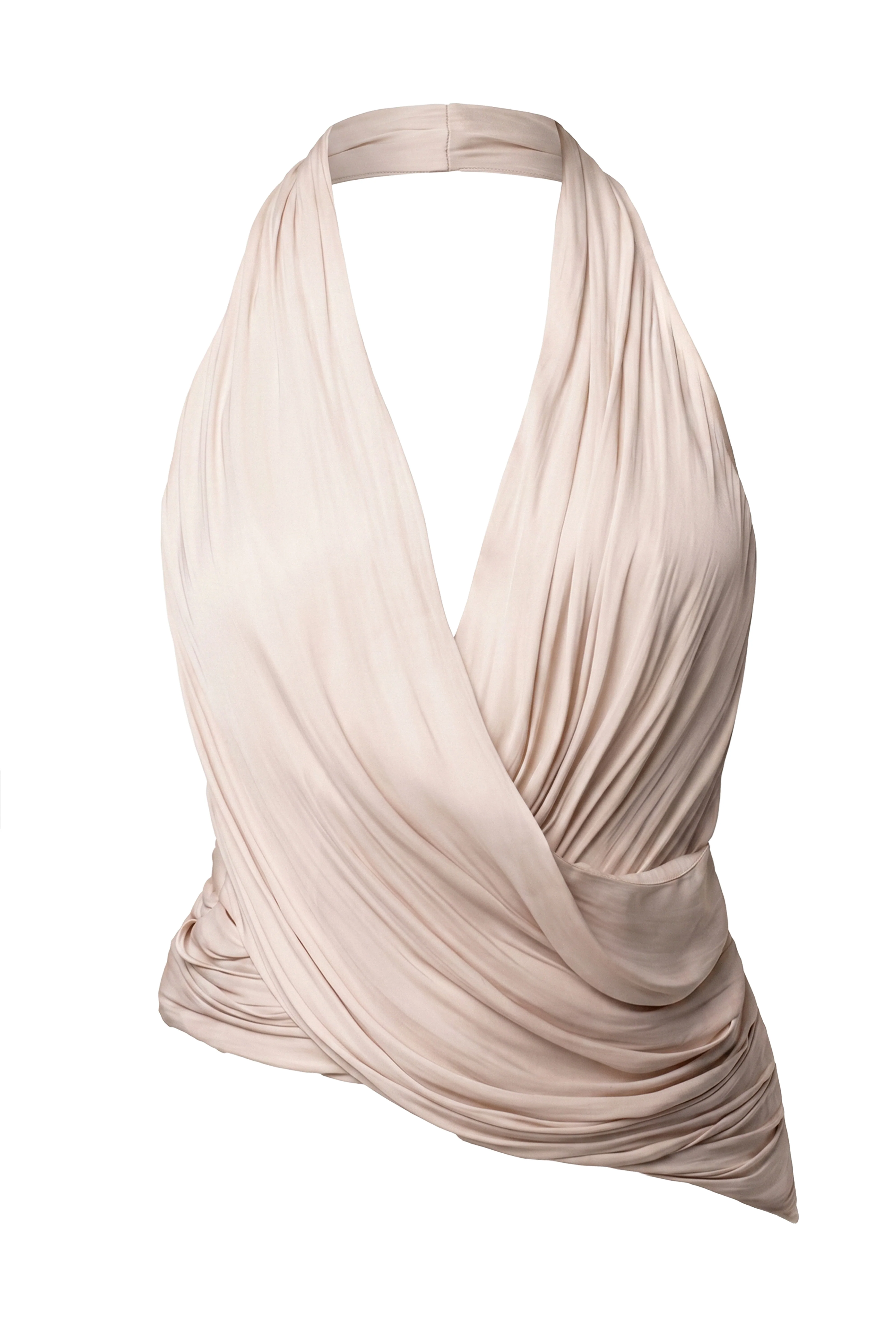 Beige Villa Draped Halter Top