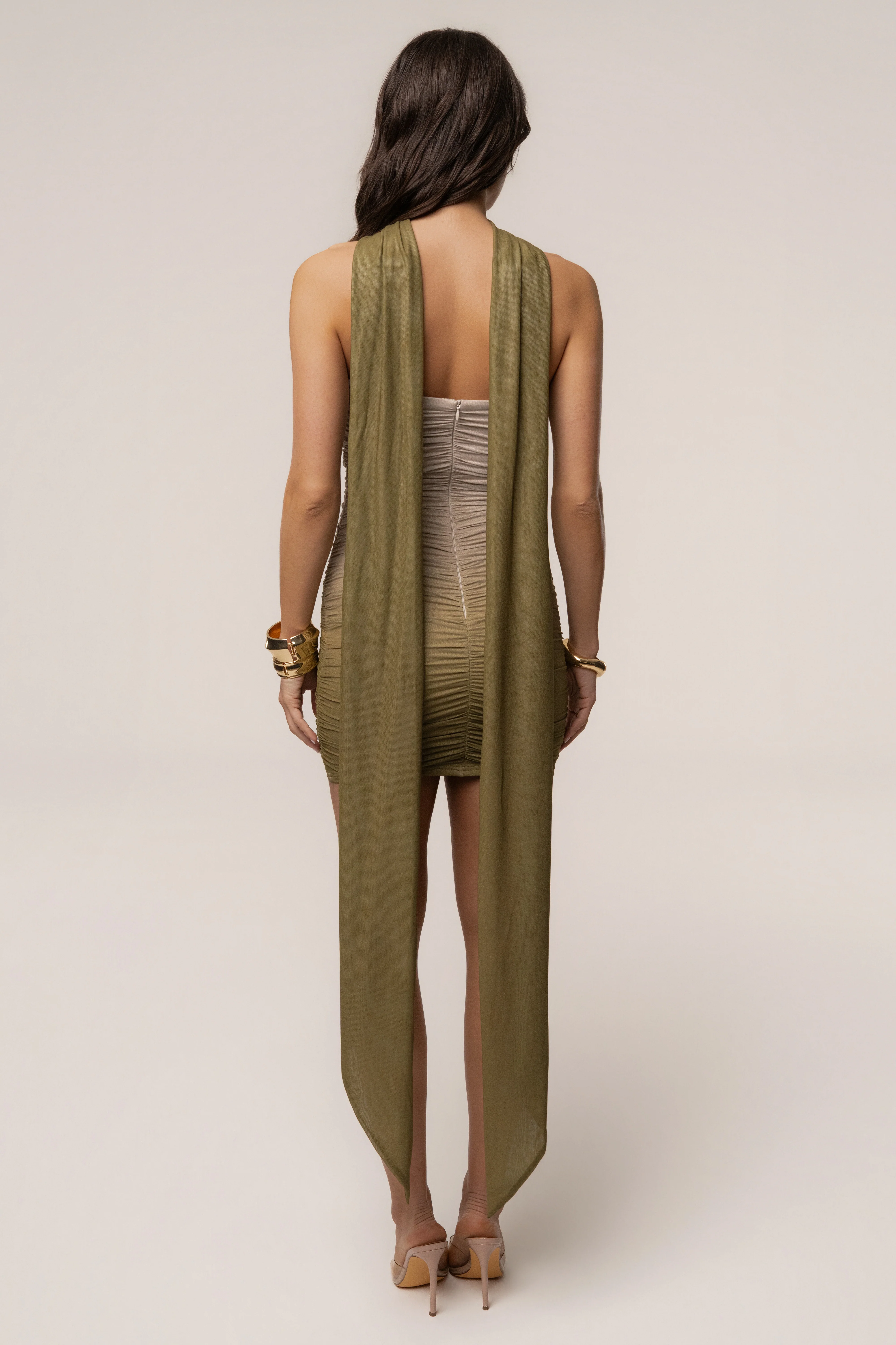 Green Romance Scarf Mini Dress