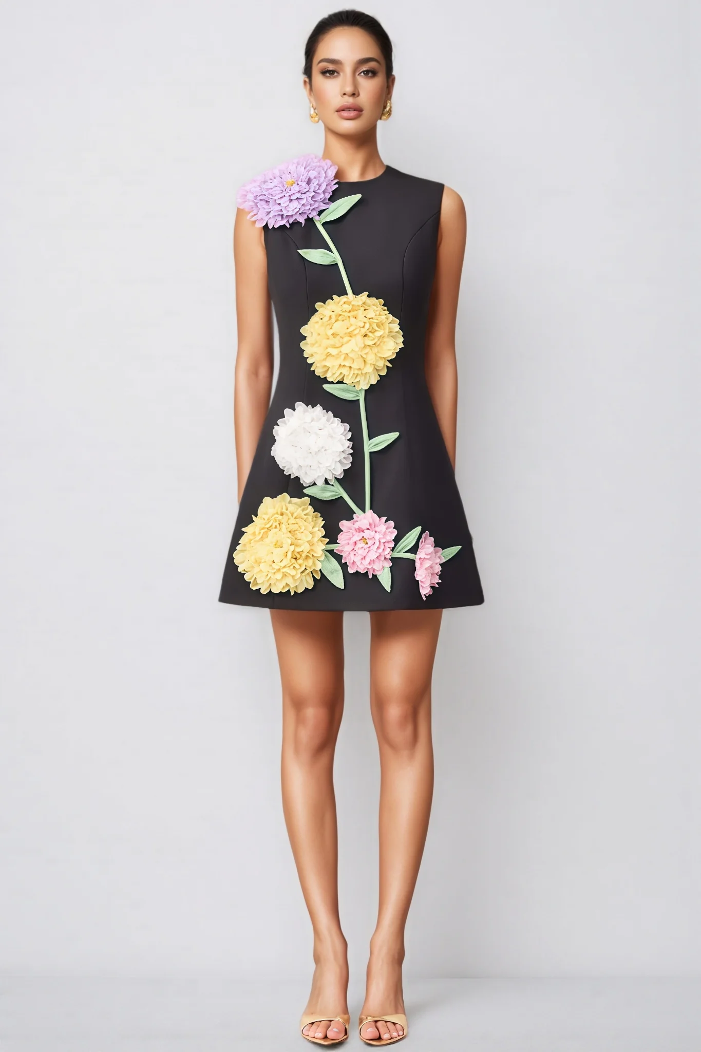 Codi Black Buttercup Embroidered Mini Dress