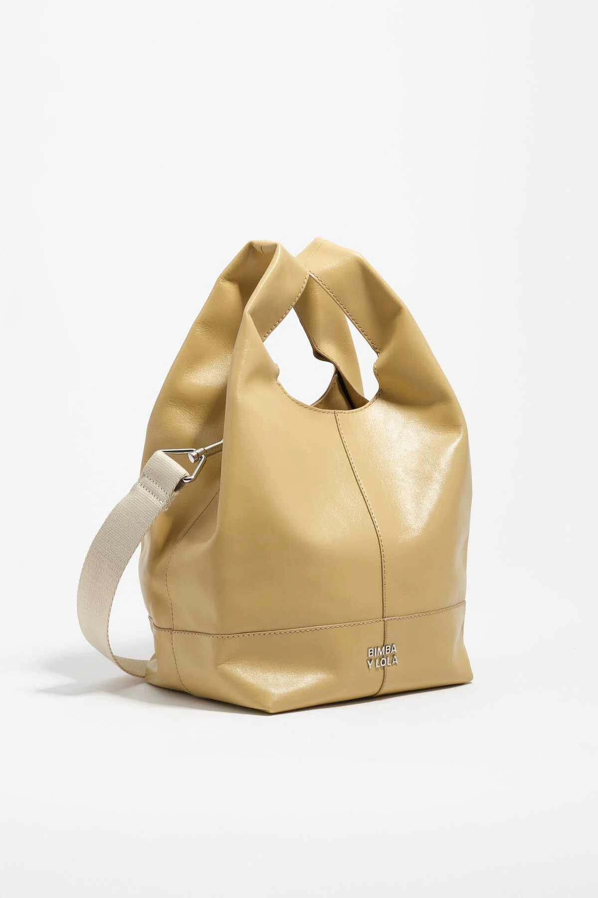 Medium oatmeal leather Paper bag