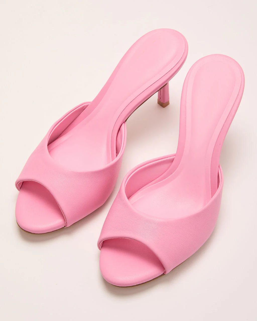 Liorra Vegan Leather Heeled Peep Toe Mules