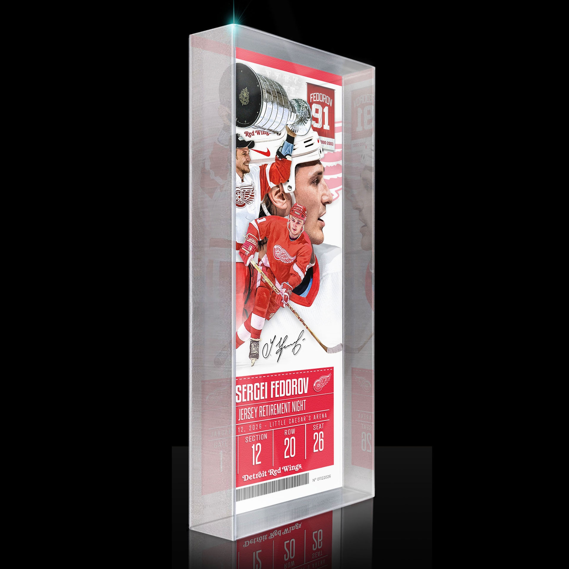 Sergei Fedorov Detroit Red Wings Retirement Night Ticket 3D Block Art