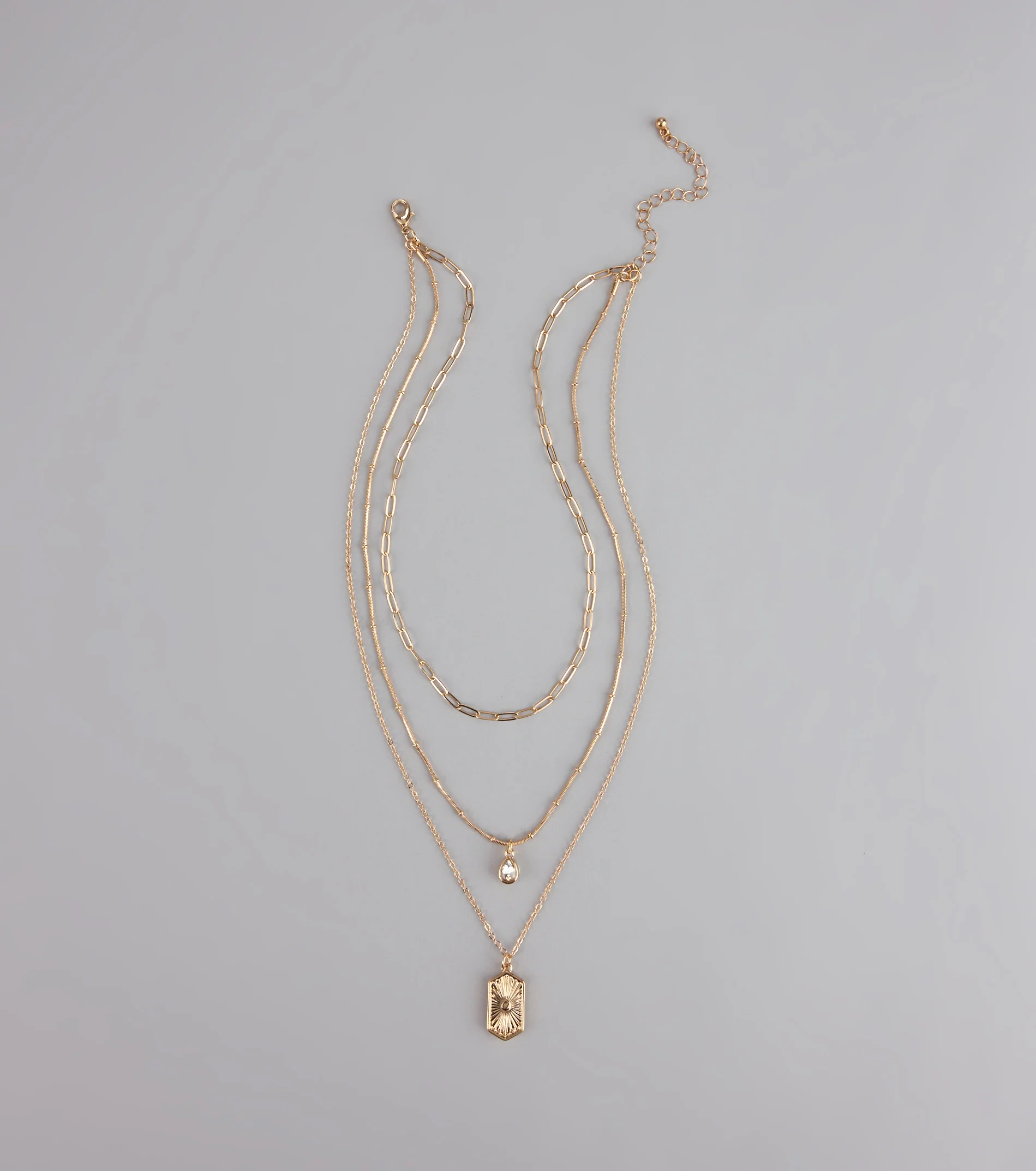 Stacked Up Layered Chain Charm Necklace
