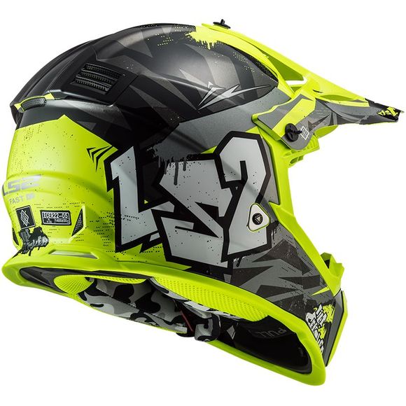 Casque cross LS2 MX437 FAST II MINI CRUSHER ENFANT - Noir / JauneRef : LS0880