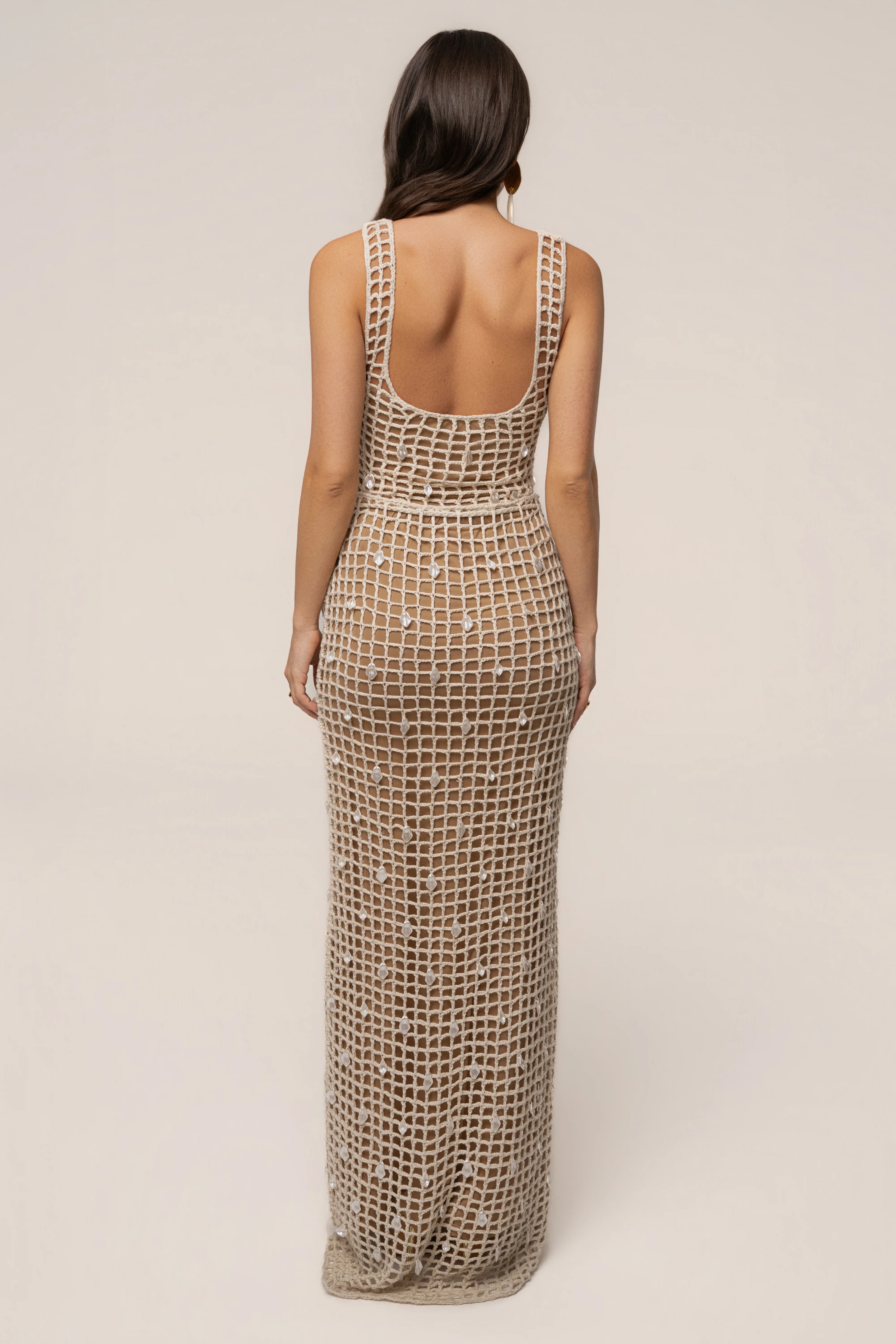 Ecru Coastal Pearl Crochet Bodysuit