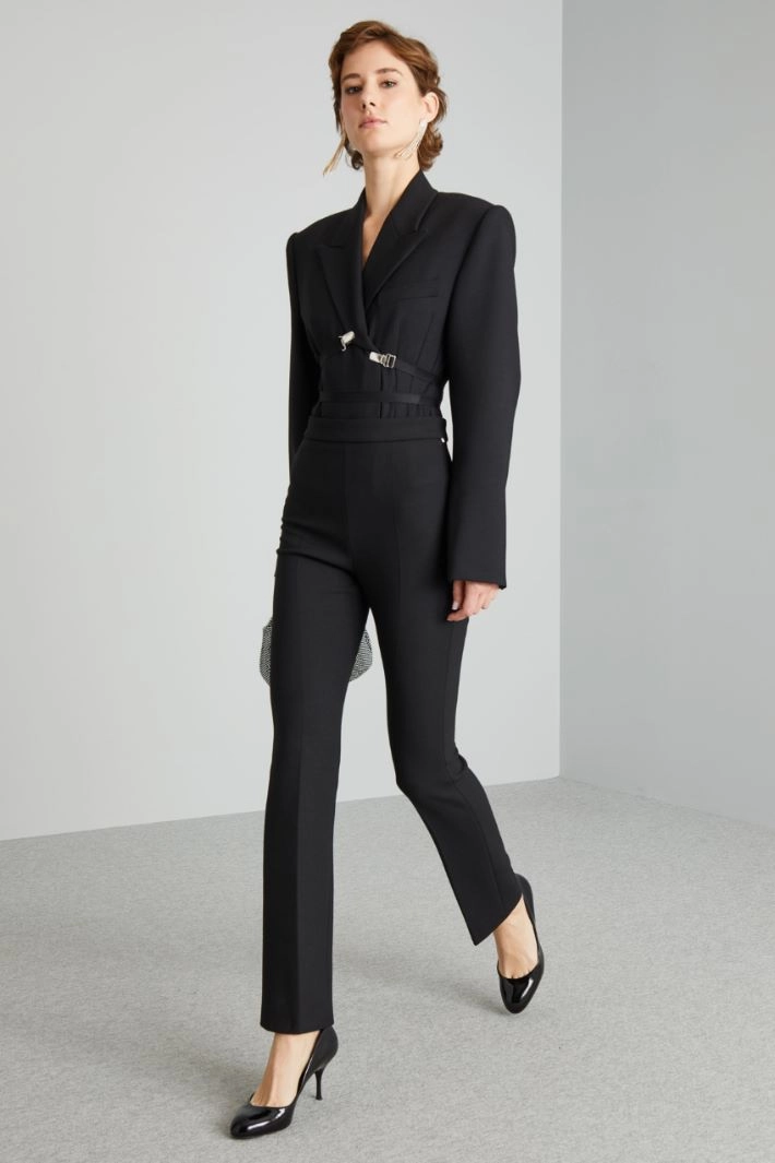 Straight gaabrdine trousers - BLACK