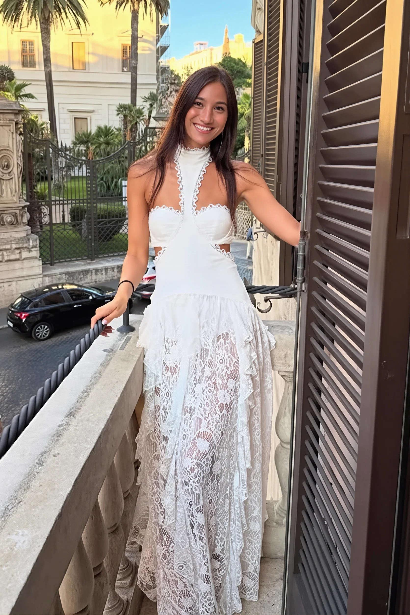 Lace Halter Cutout Bodycon Maxi Dress