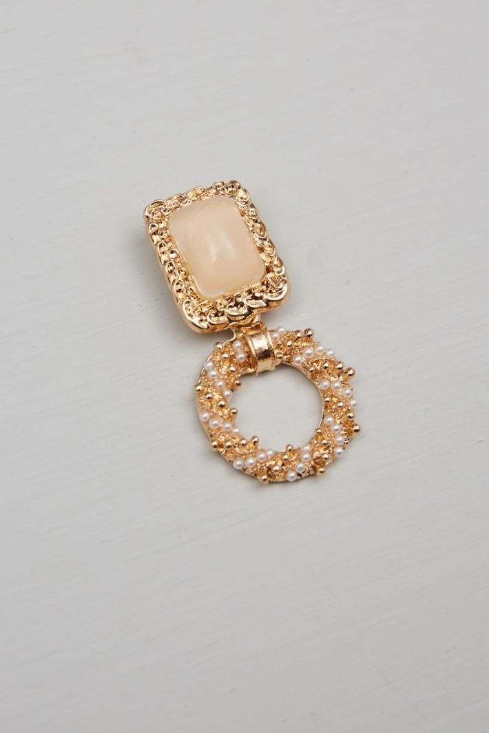Resin and metal earrings - GOLD POWDER PINK