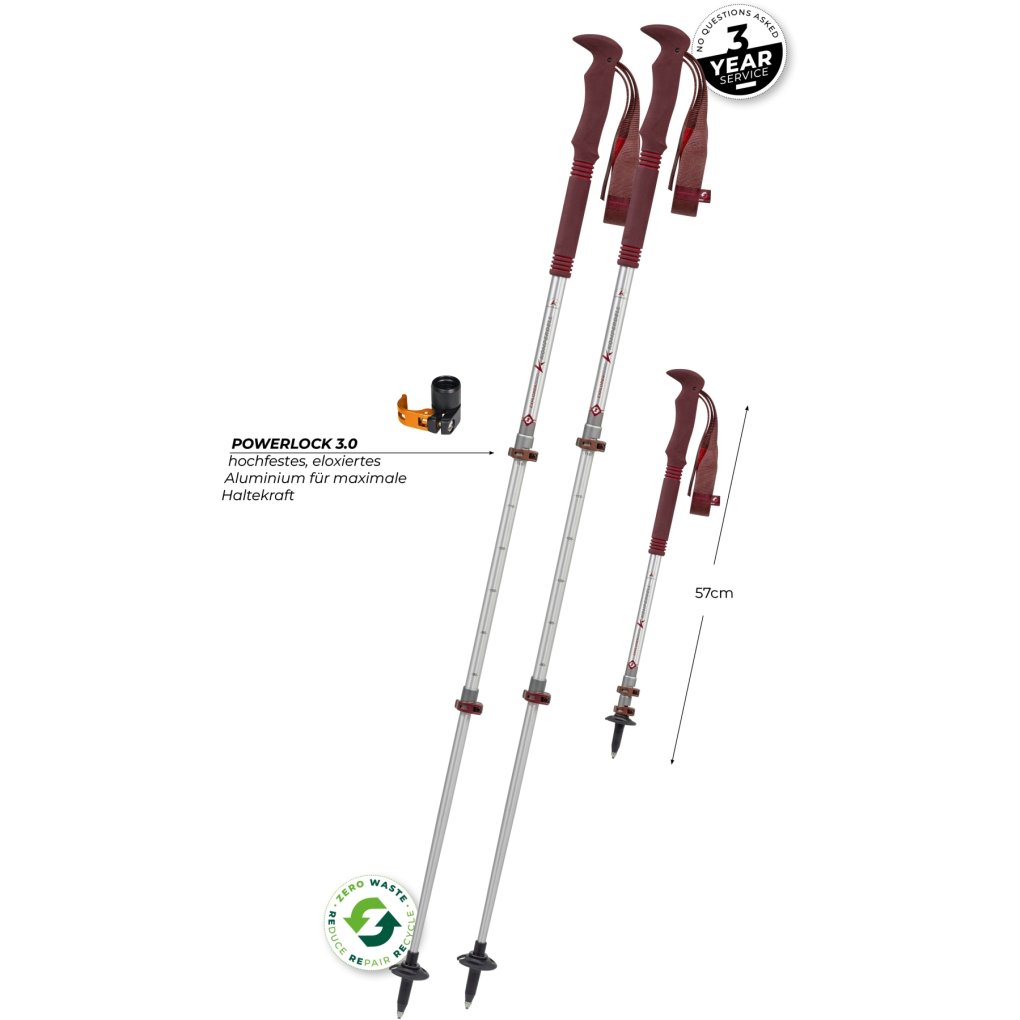 Komperdell Explorer Zero Compact Trekking Poles (Pair) - malbec