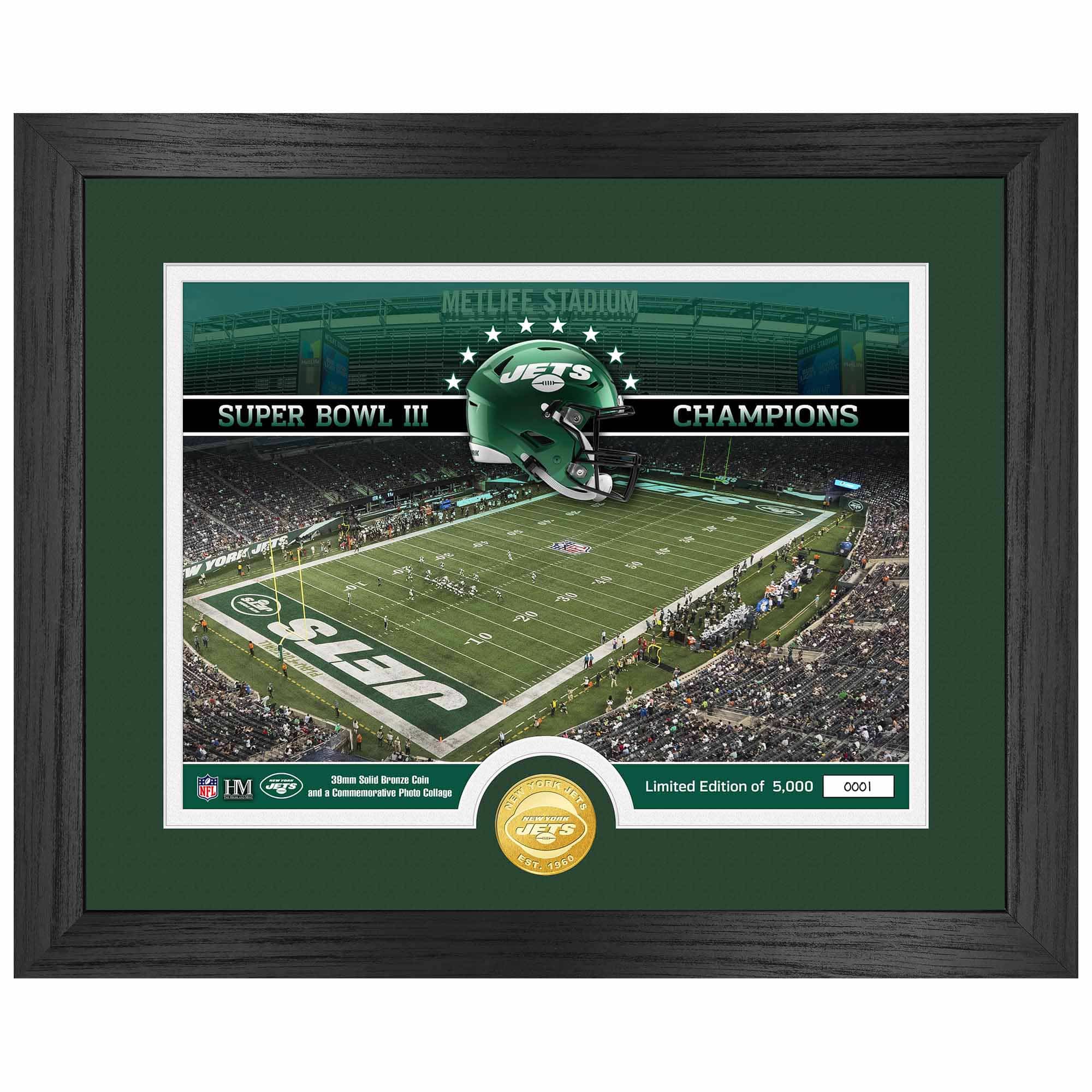 New York Jets Team Stadium Bronze Coin Framed NFL Photo