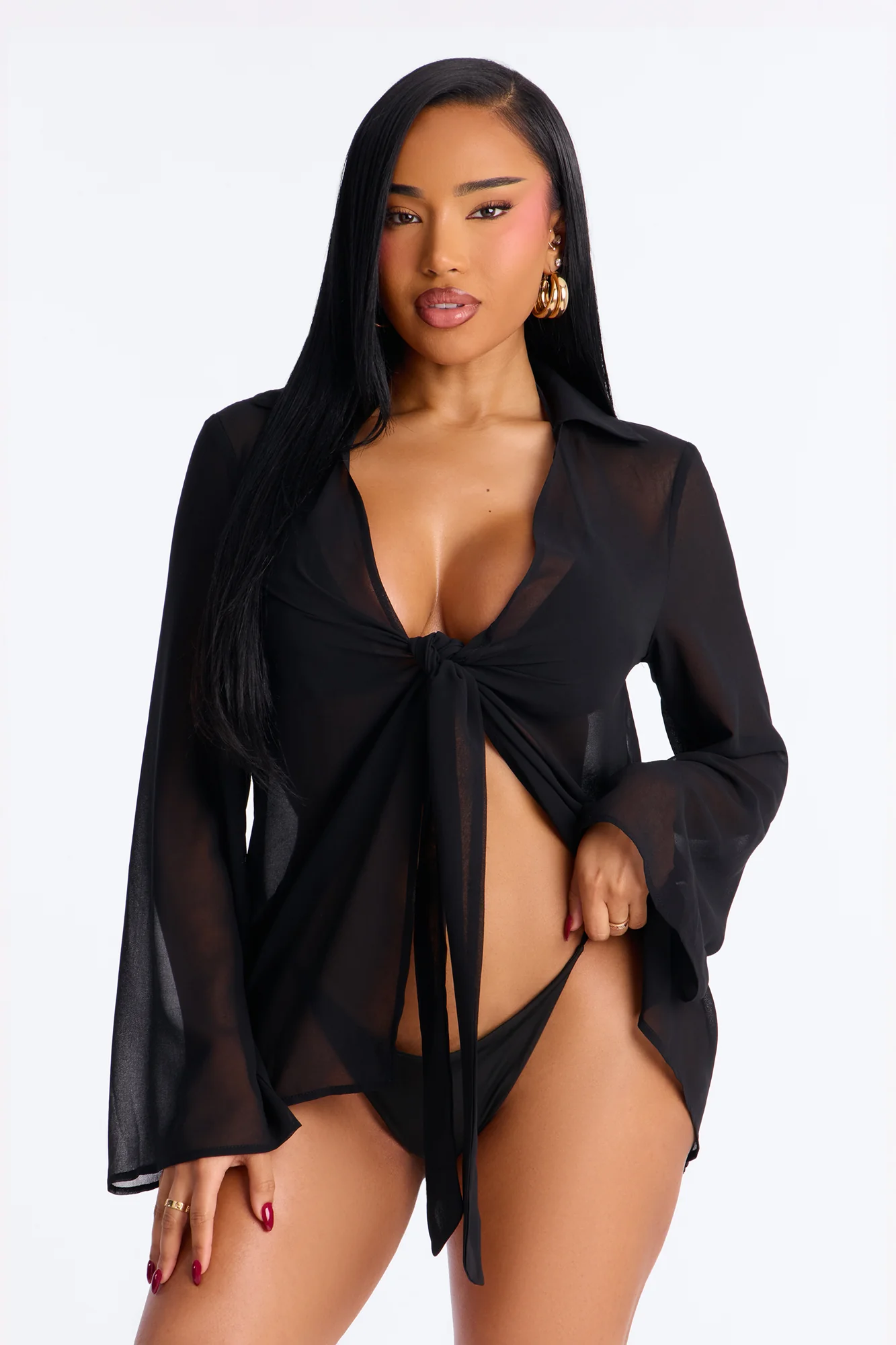 Lush Linen Swim Cover Up Mini Dress - Black