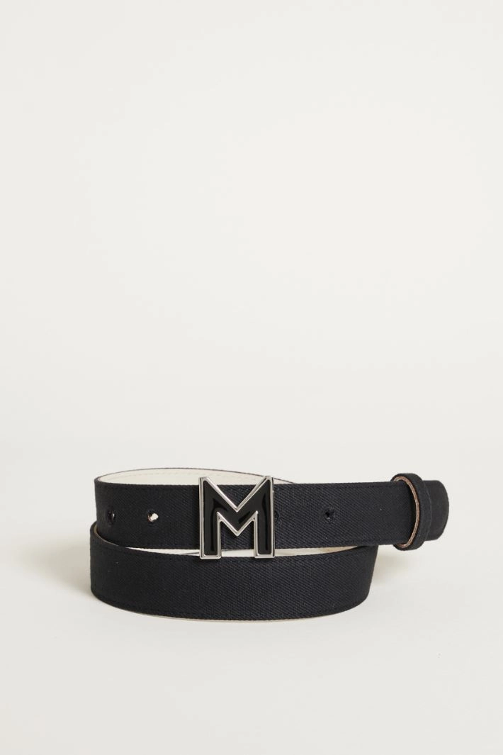 Cotton and linen canvas belt - BLACK