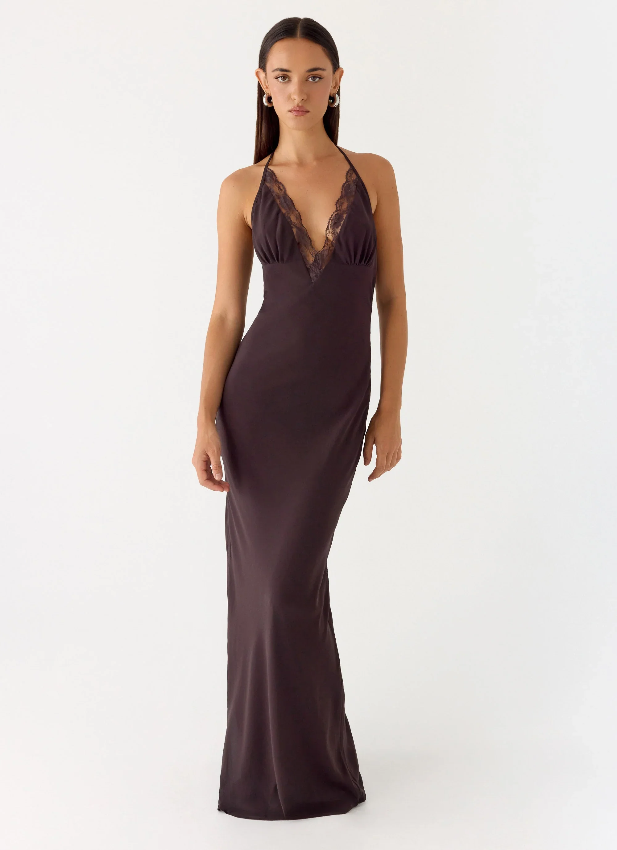 Indya Halter Maxi Dress - Chocolate