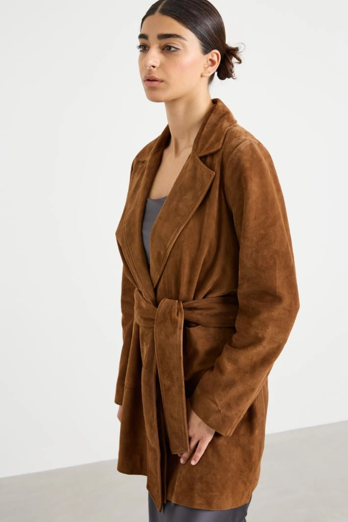 Suede jacket - TOBACCO