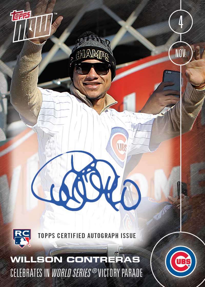 On-Card Autograph # to 99 - Willson Contreras Celebrates At World Series Title Parade - TOPPS NOW®
