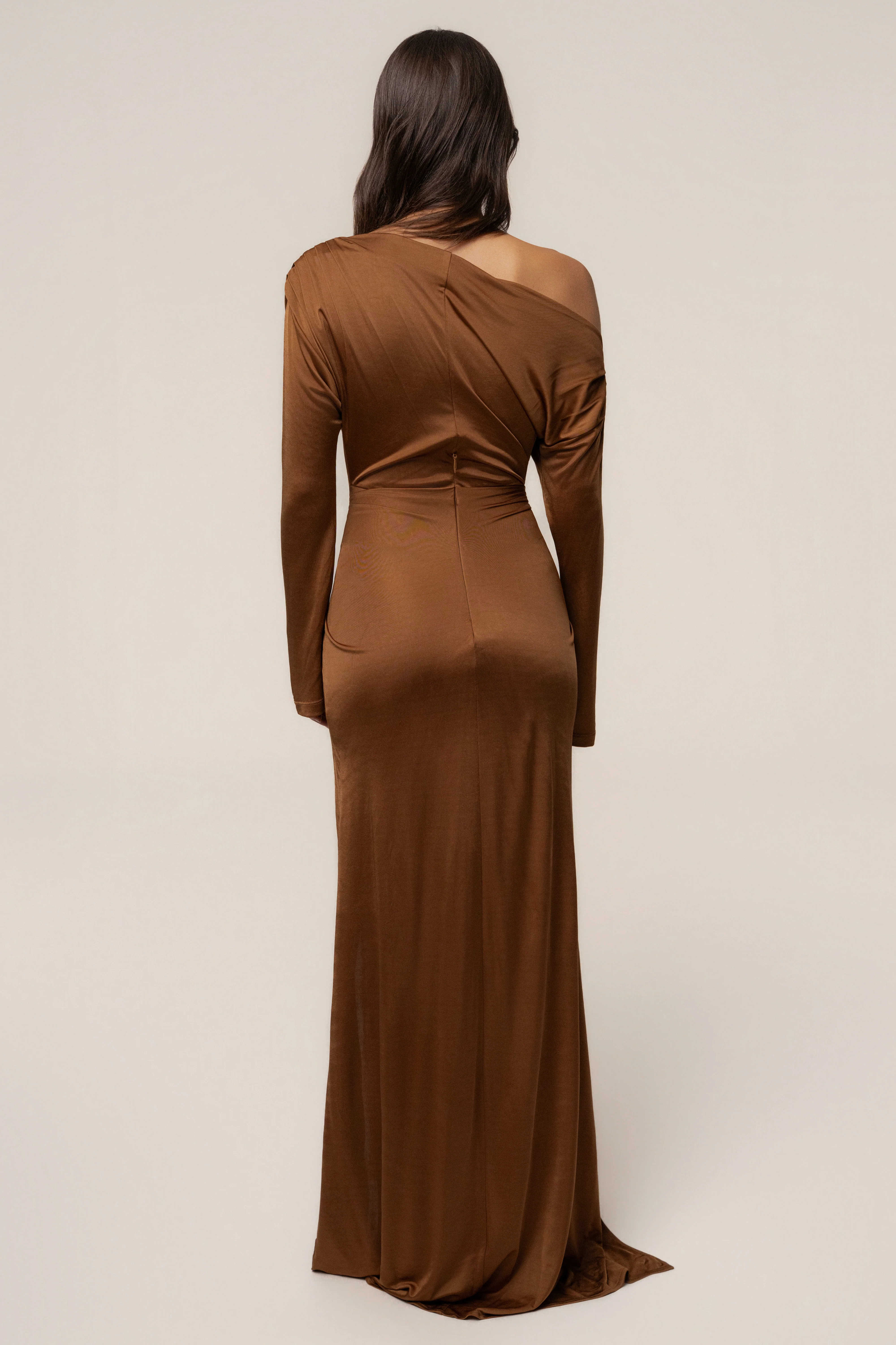 Tan Draped Perfection Maxi Dress
