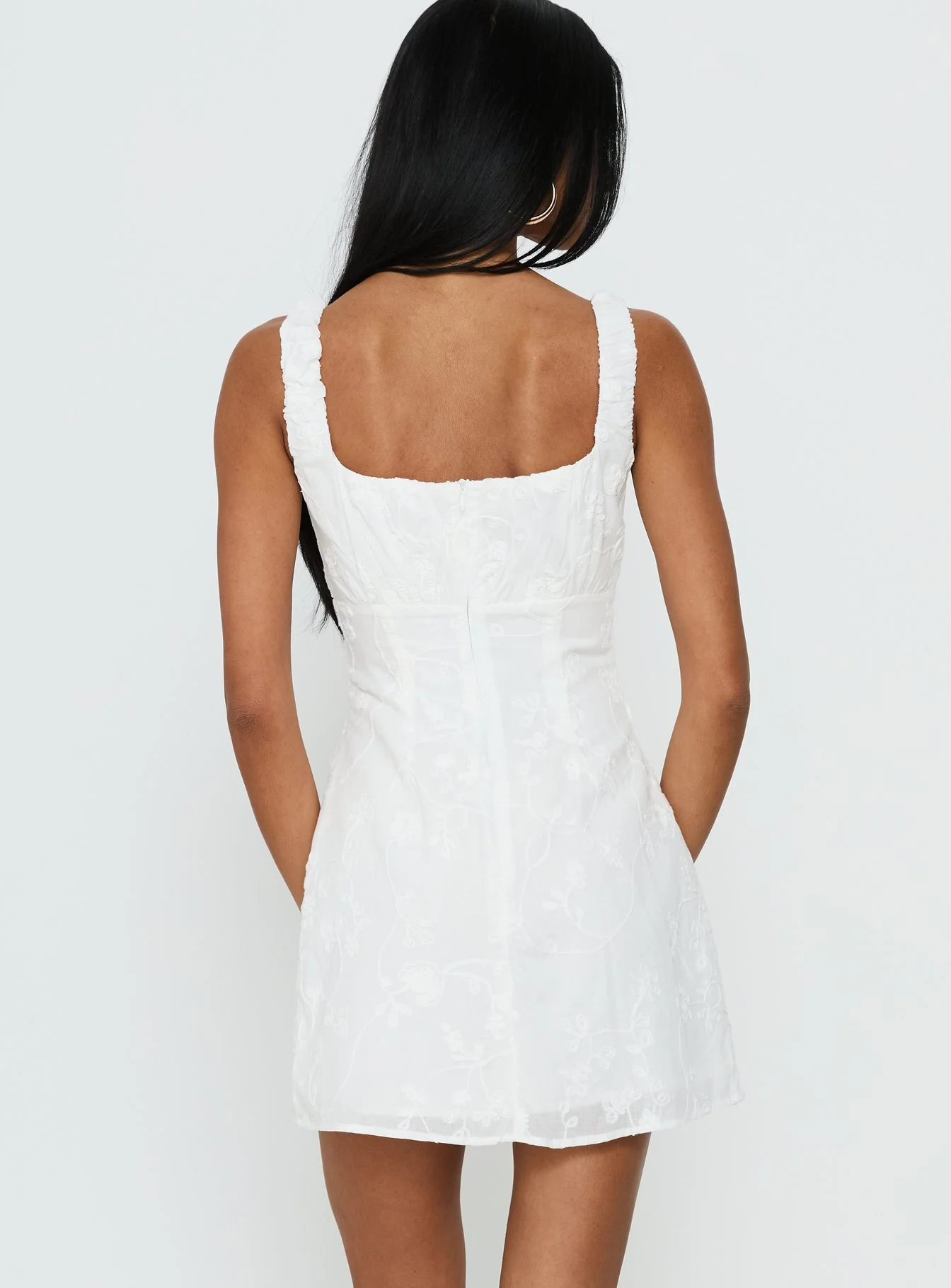 Donnamarie Embroidered Mini Dress White