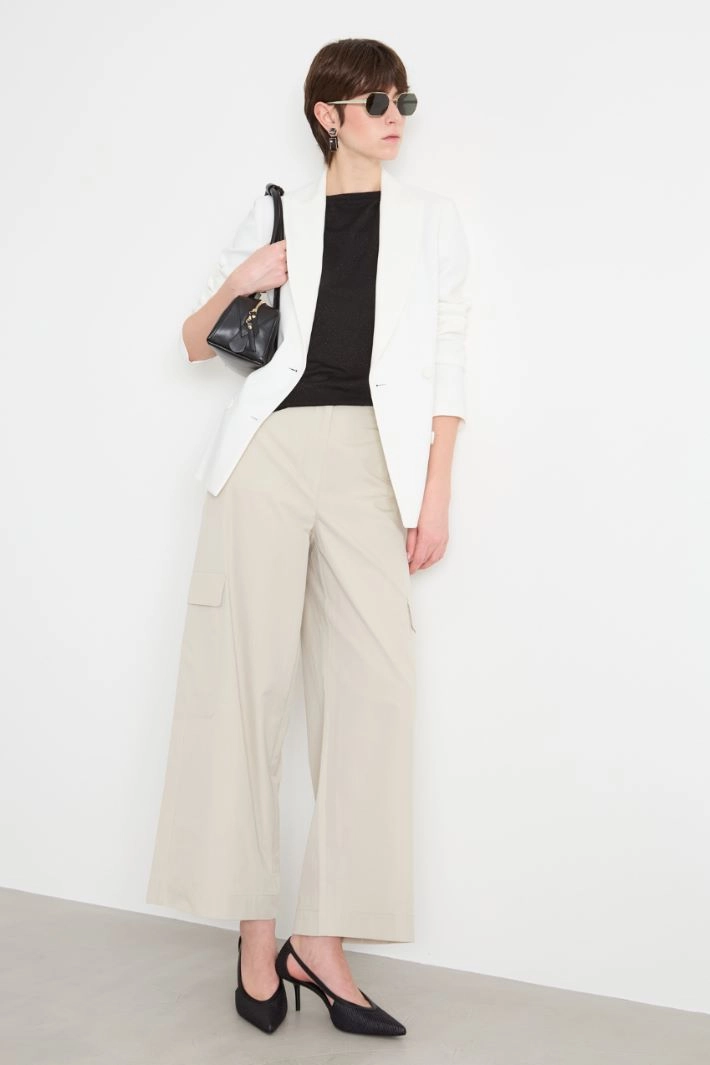 Foiled jersey top - BLACK