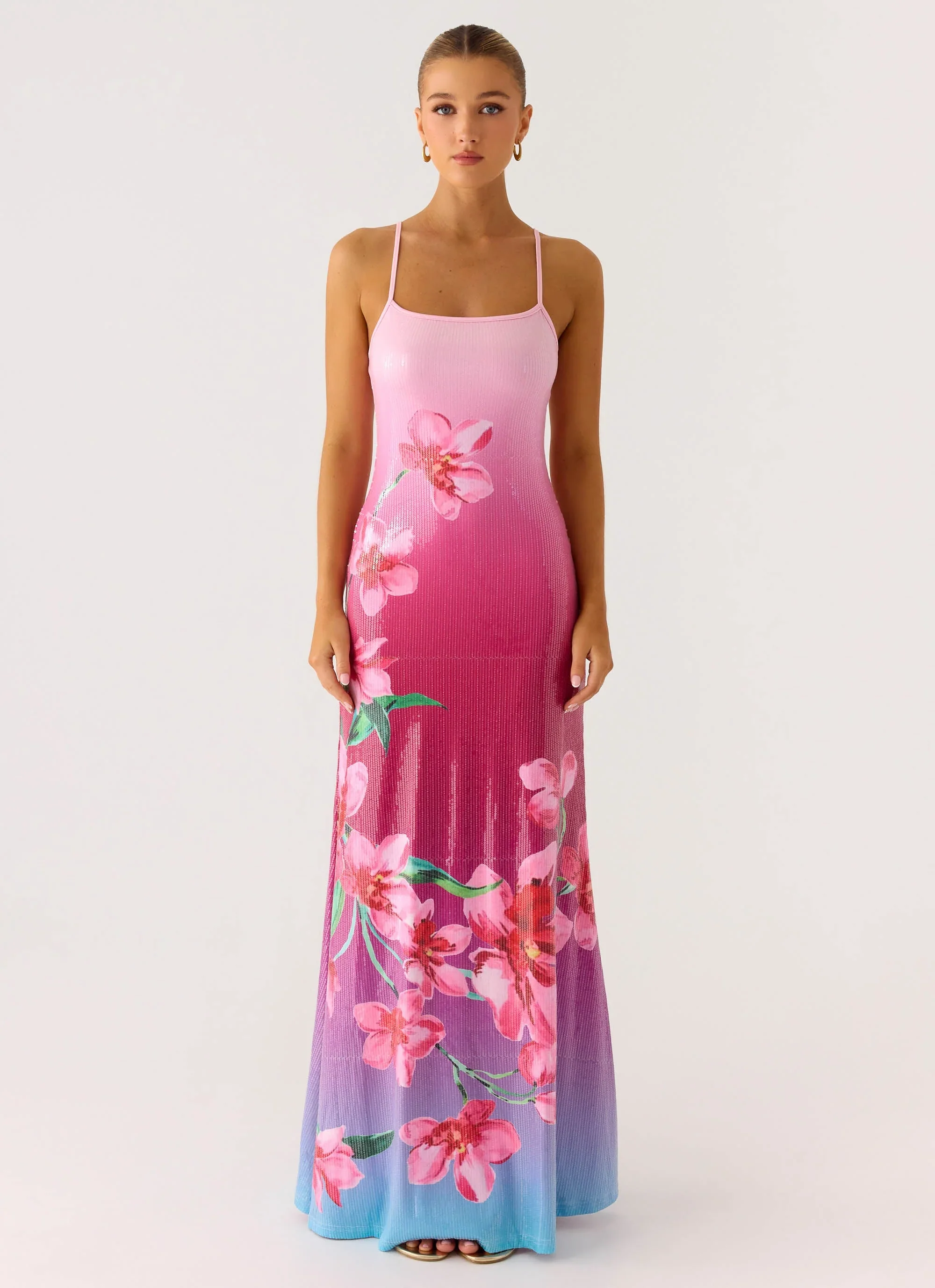 Ariaz Sequin Maxi Dress - Ombre Reef