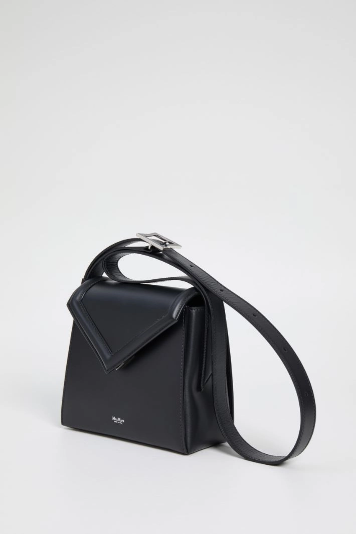 Crossbody bag with shaped flap - BLACK
