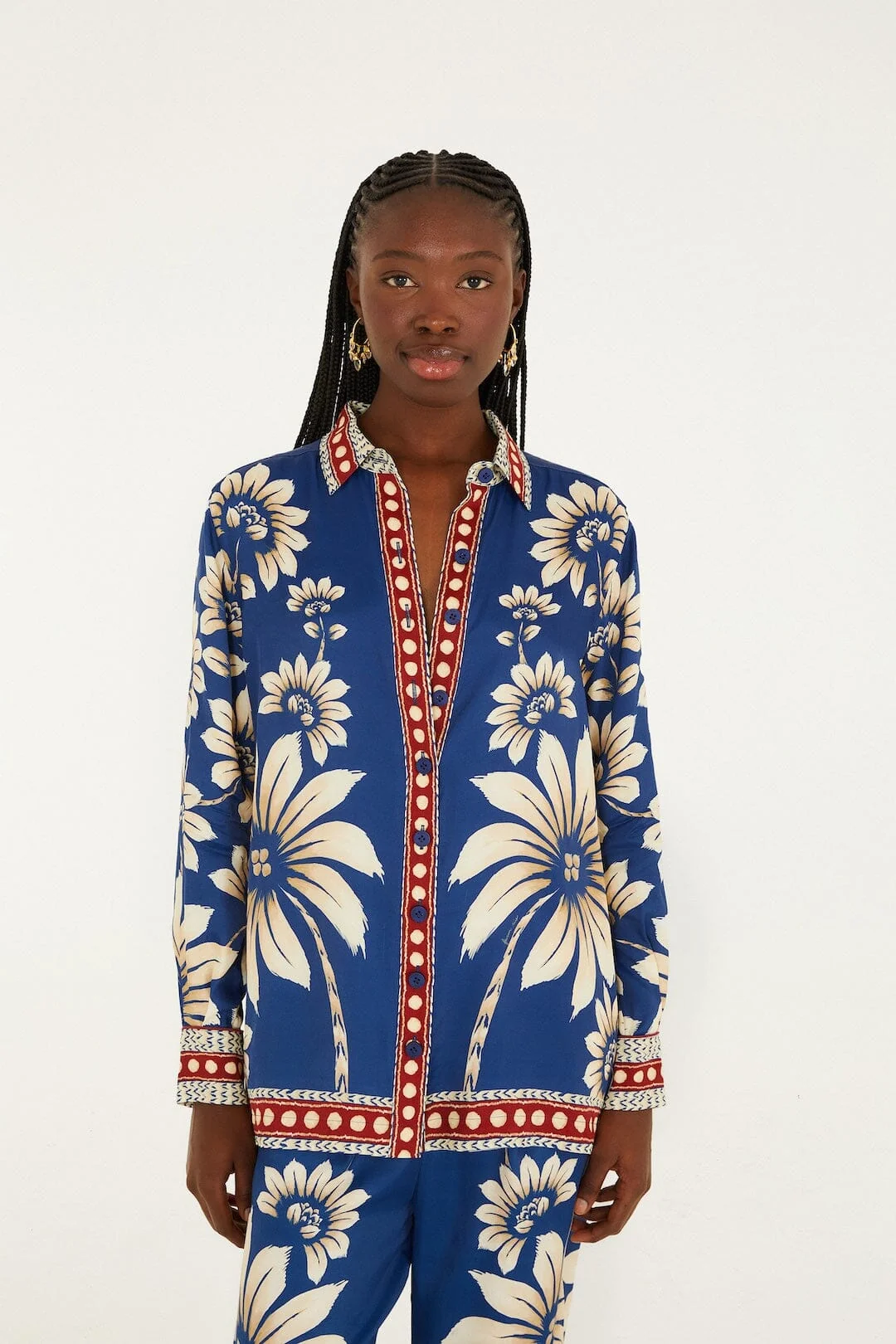 Blue Luna Collared  Pajama Shirt
