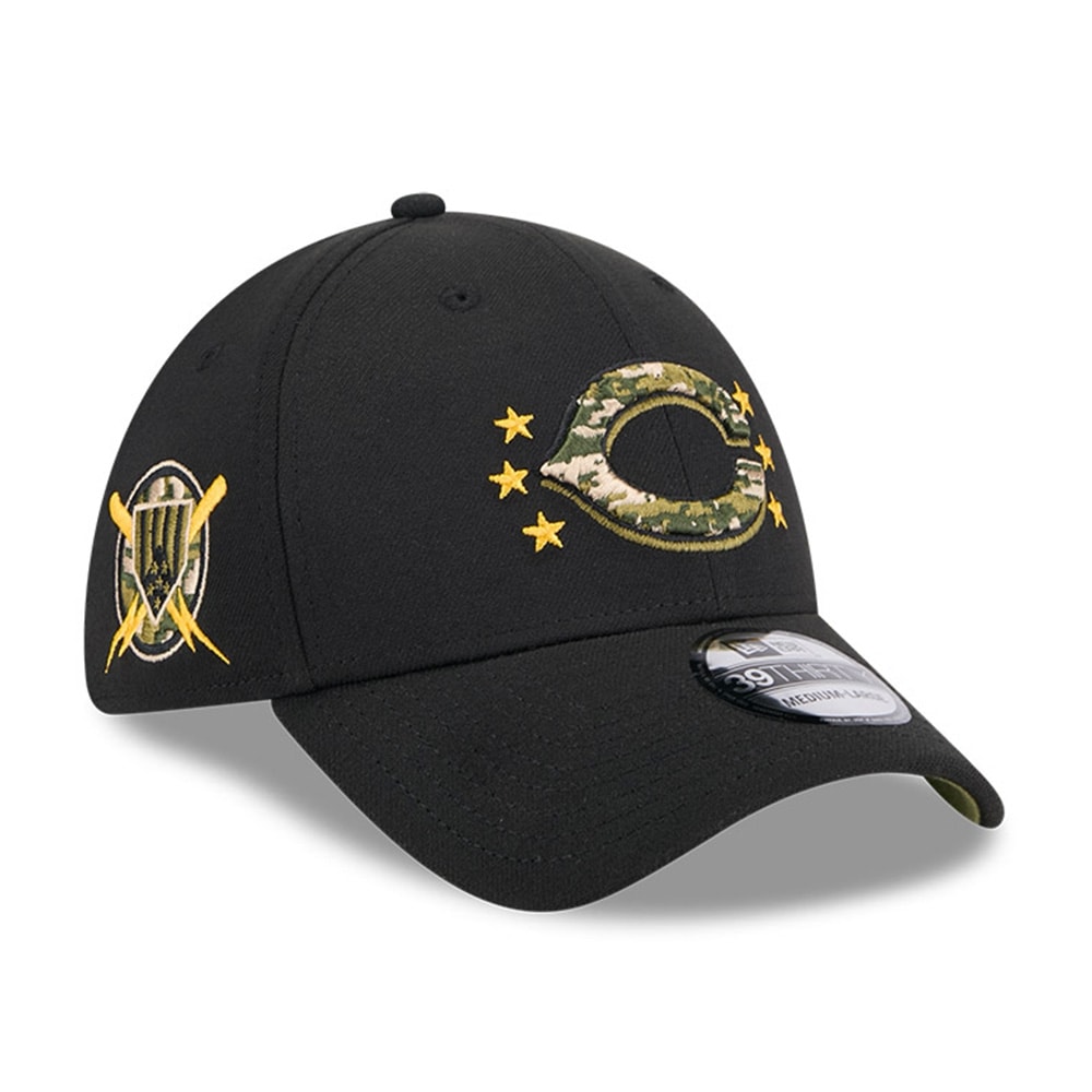 Cincinnati Reds 2024 MLB Armed Forces New Era 39THIRTY Flex Cap Black
