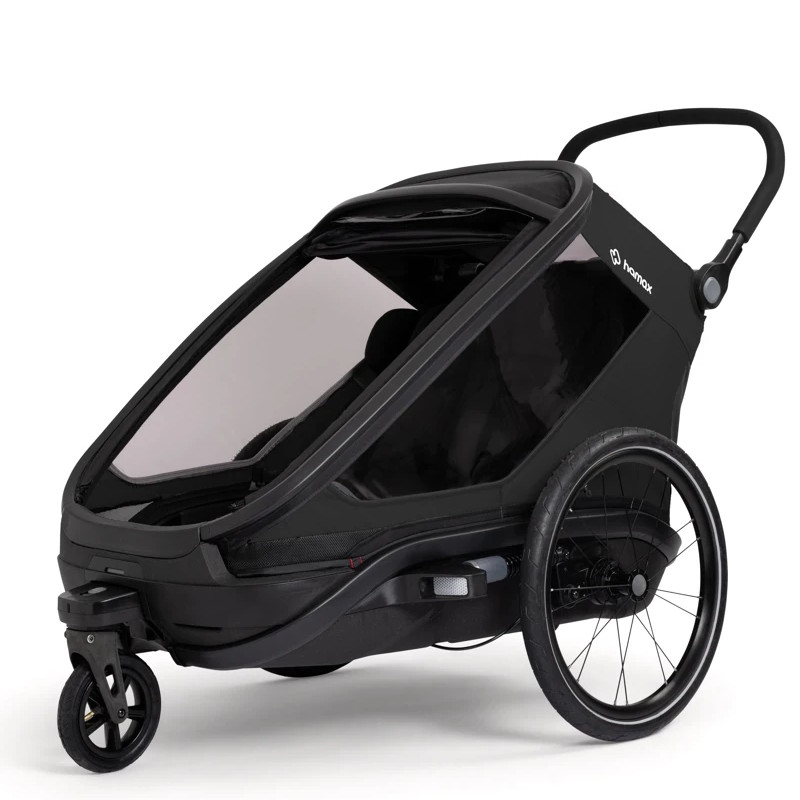 Hamax Outback Next Bike Trailer for 2 Kids - Incl. Drawbar and Stroller Wheel - black