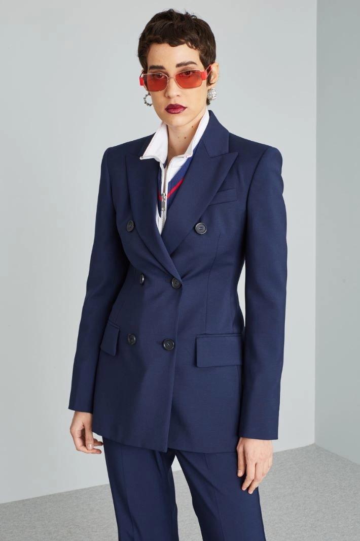 Slim fit wool blazer - DARK BLUE