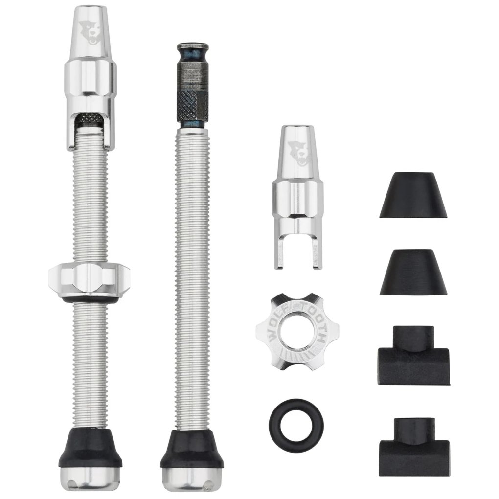 Wolf Tooth Valve Stem Kit - Tubeless | Clik Valve (SCV) - raw silver