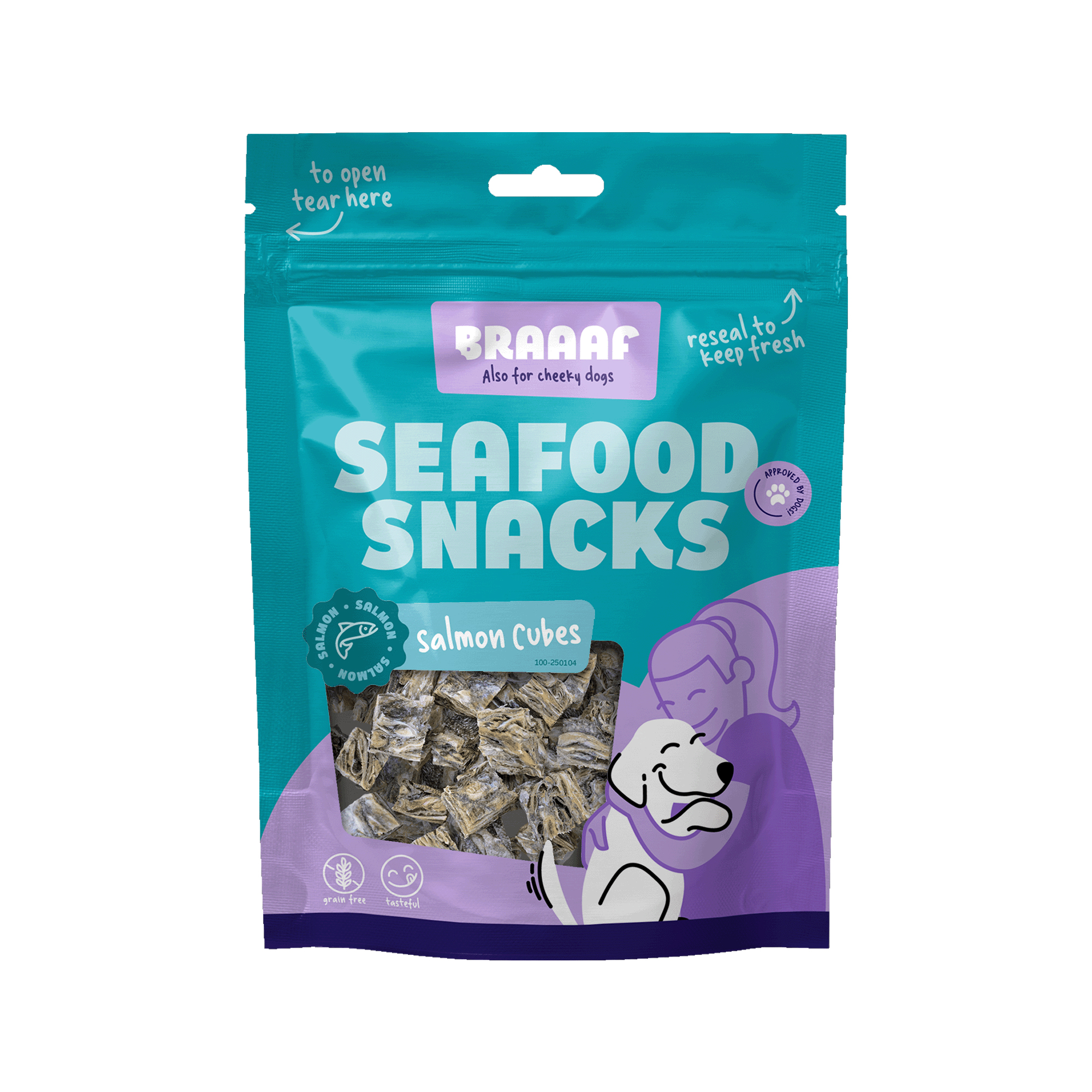 Braaaf Fish Snack Salmon Skin - Cubes - 70g