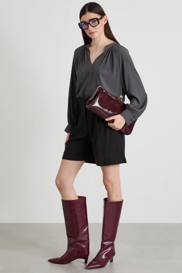 Blouse with gathering - ANTHRACITE