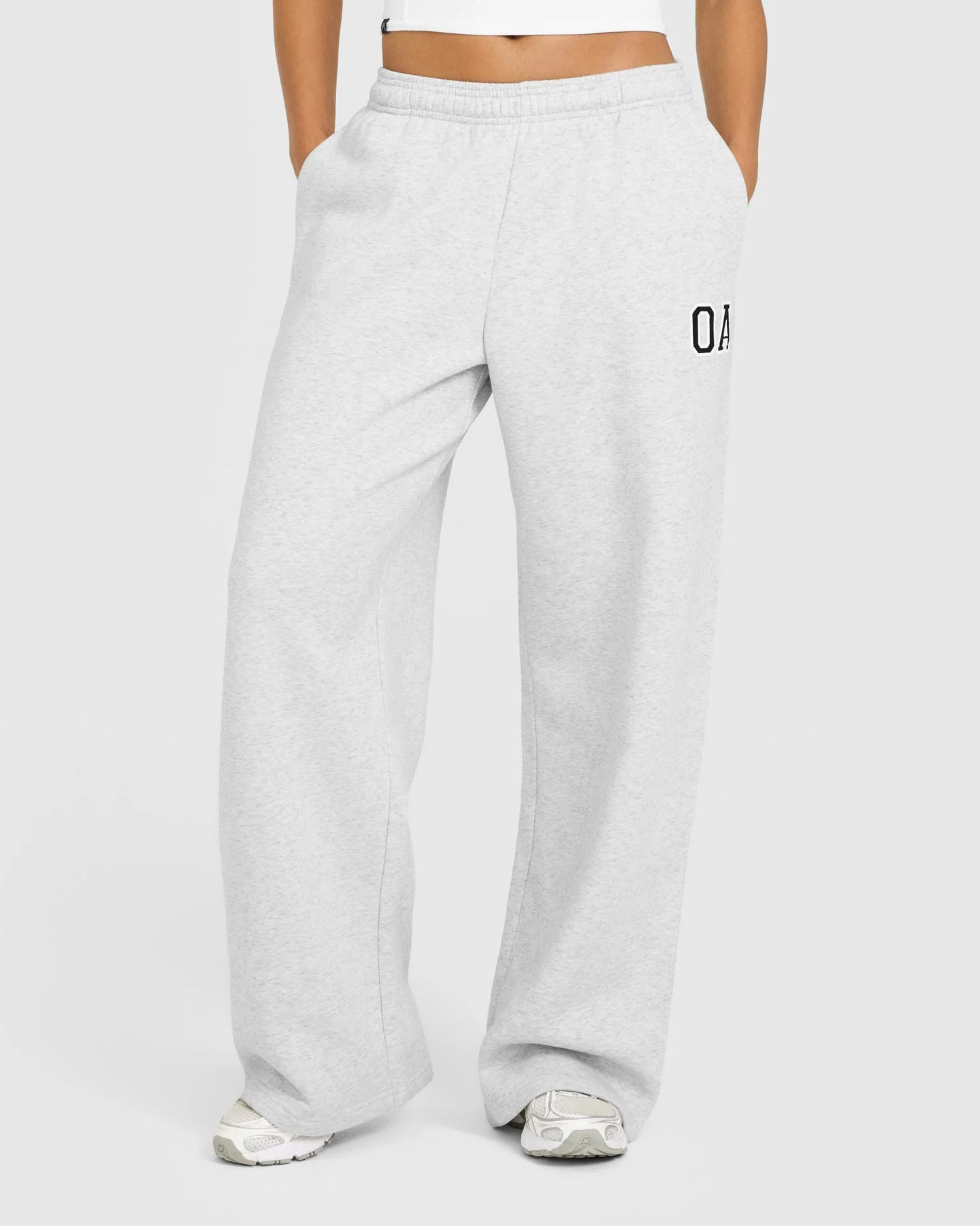 Foundations Oversized Oner Girlfriend Straight Leg Joggers | Light Grey Marl