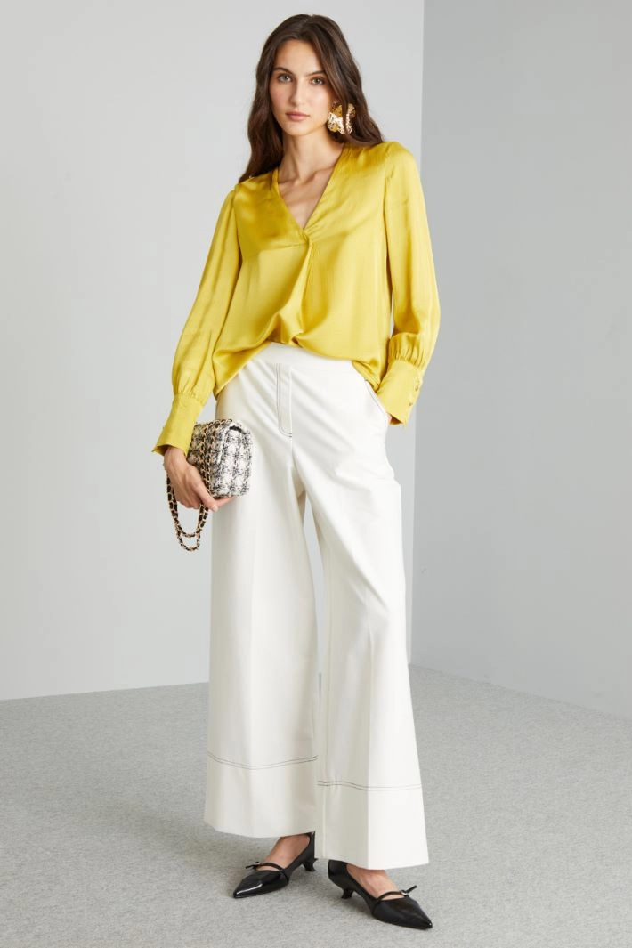Hammered satin blouse - MUSTARD