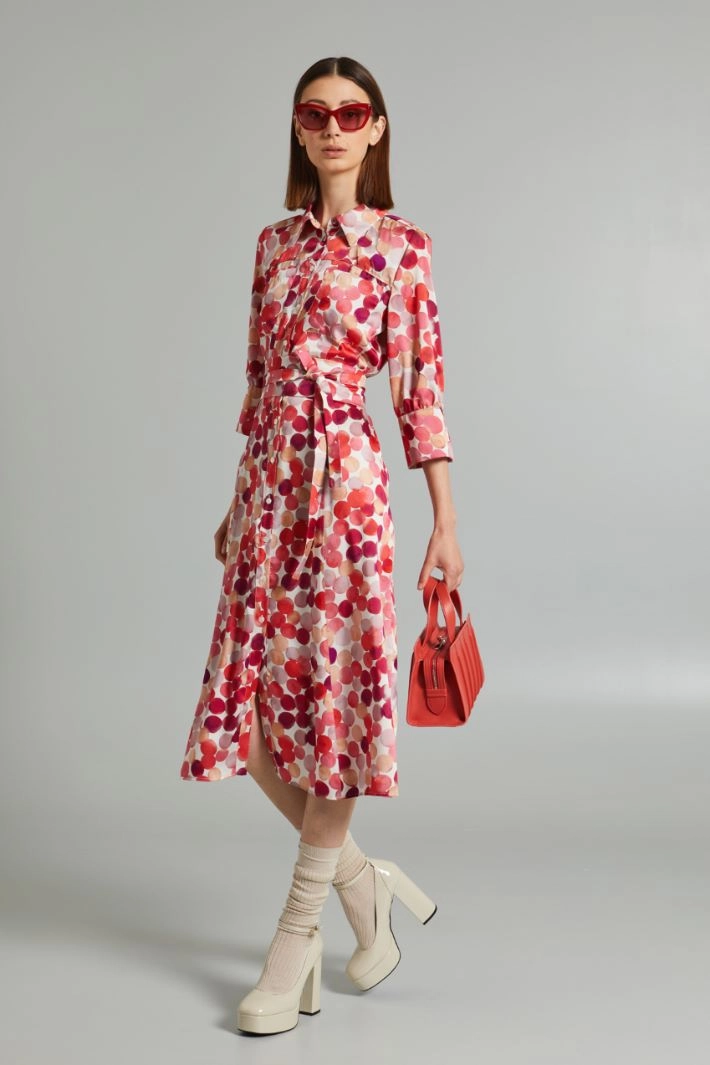 All-over printed dress - FUCHSIA WHITE