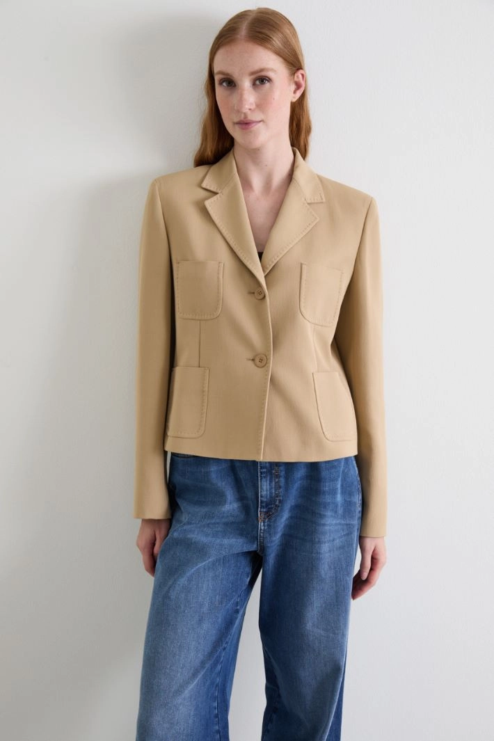 Boxy wool jacket - BEIGE