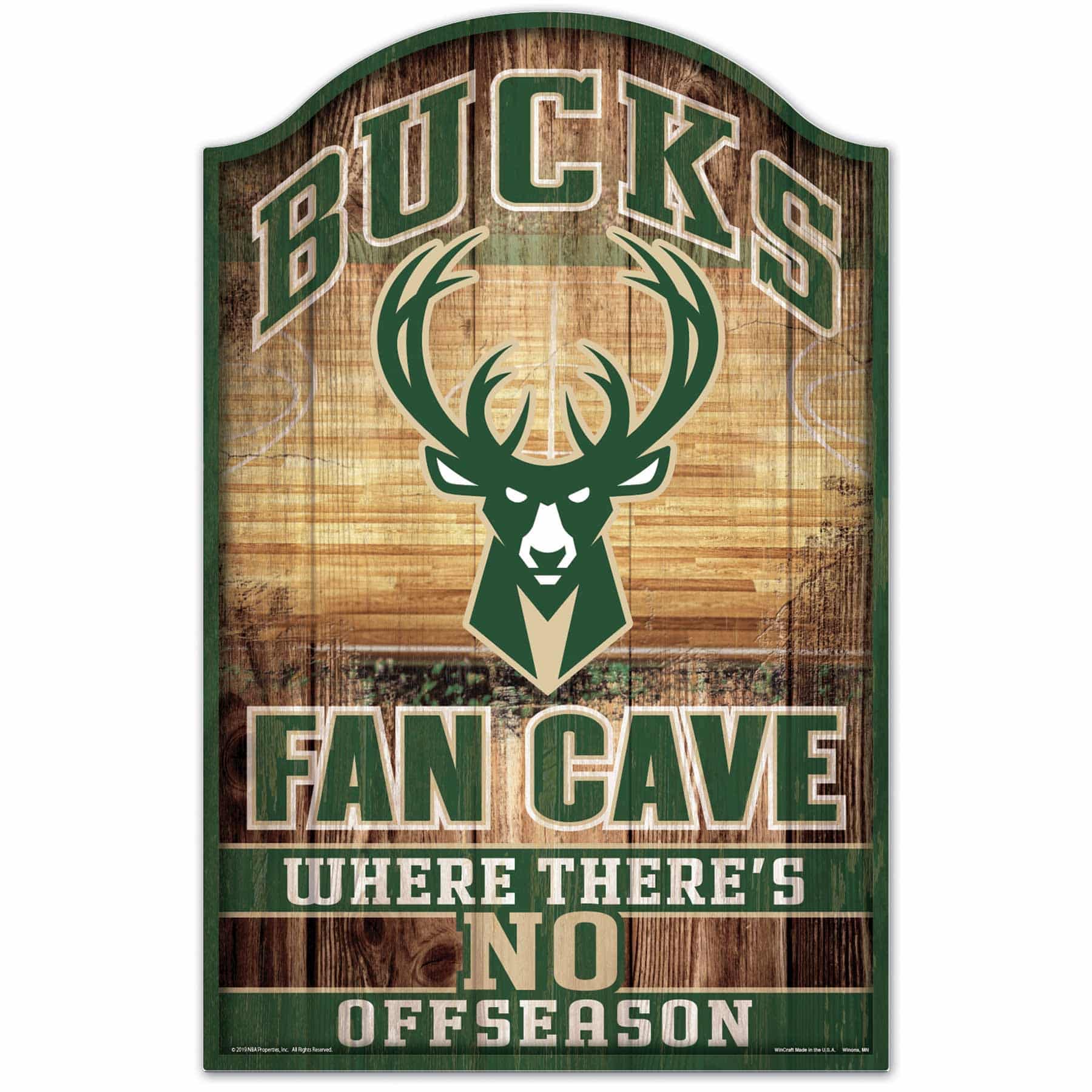 Milwaukee Bucks WinCraft NBA Fan Cave Wood Sign